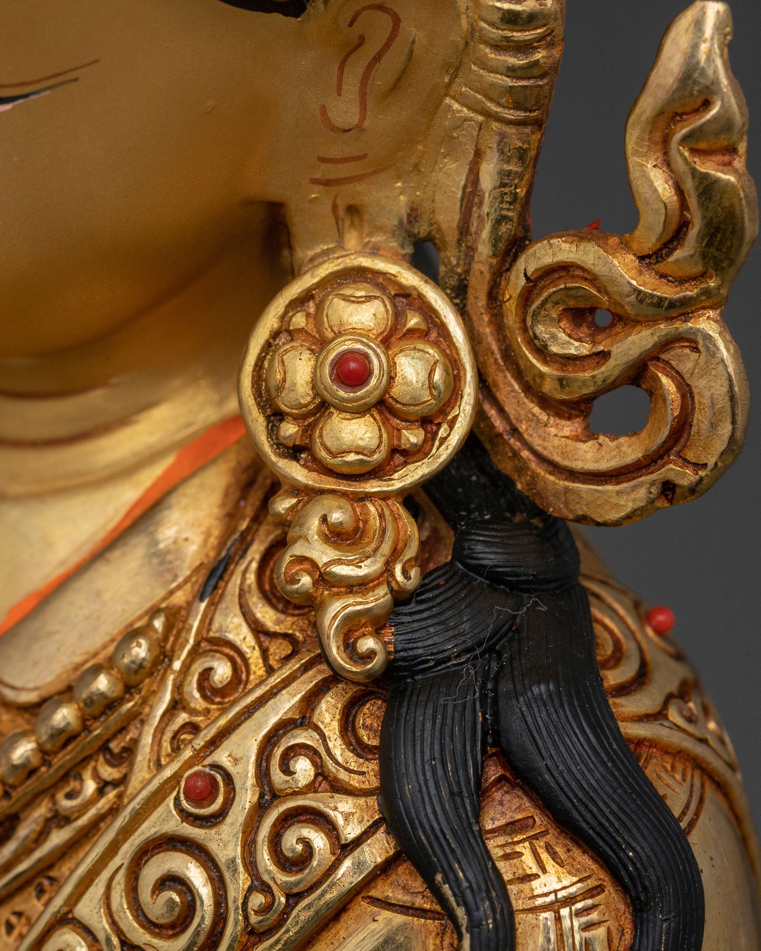 Tibetan Buddhist Figurine of Guru Tsokye Dorje | 24K Gold Gilded Sacred Sculpture