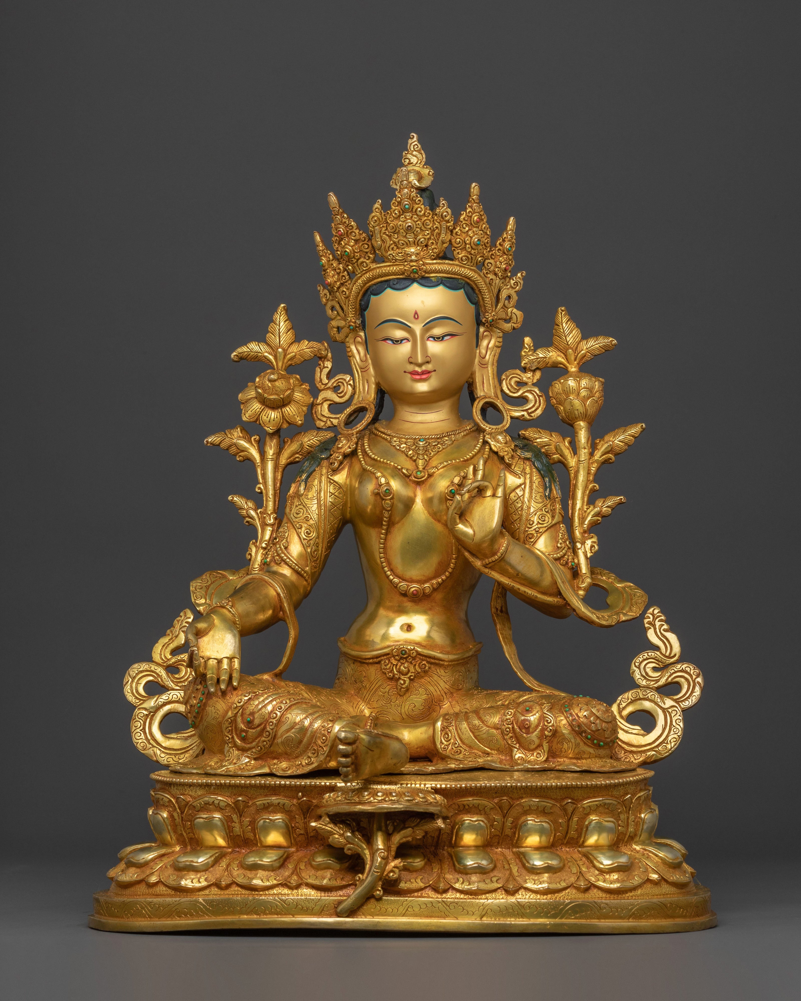 Green Tara Golden Statue | Spiritual Guardian