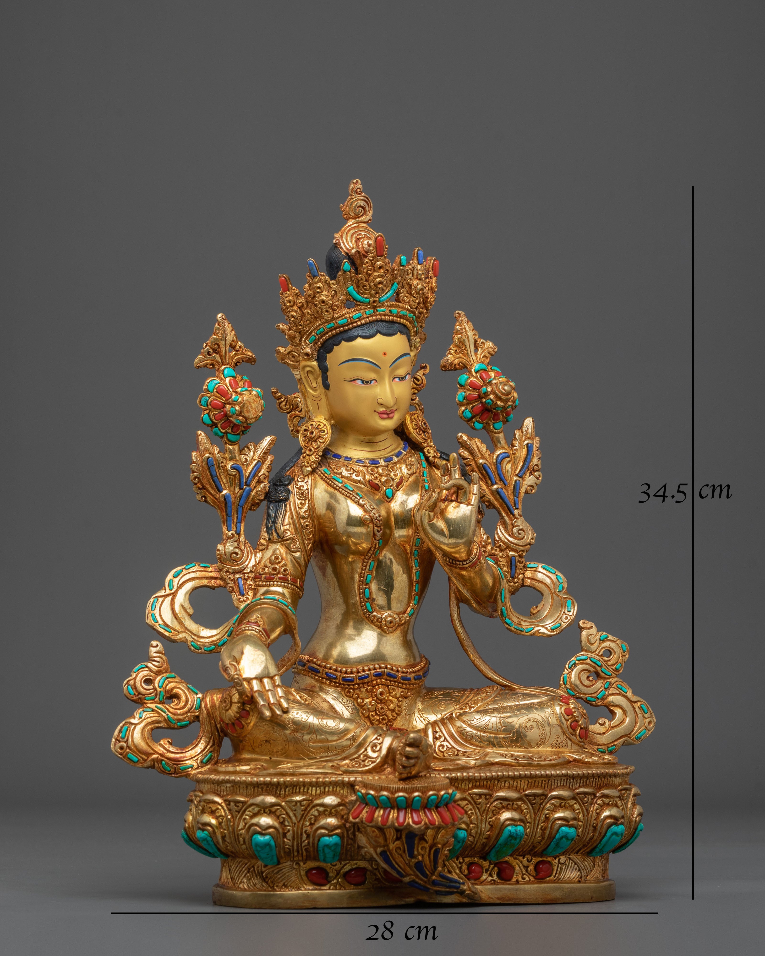 Handcrafted Copper Green Tara Statue | Embodiment of Compassionate Protection