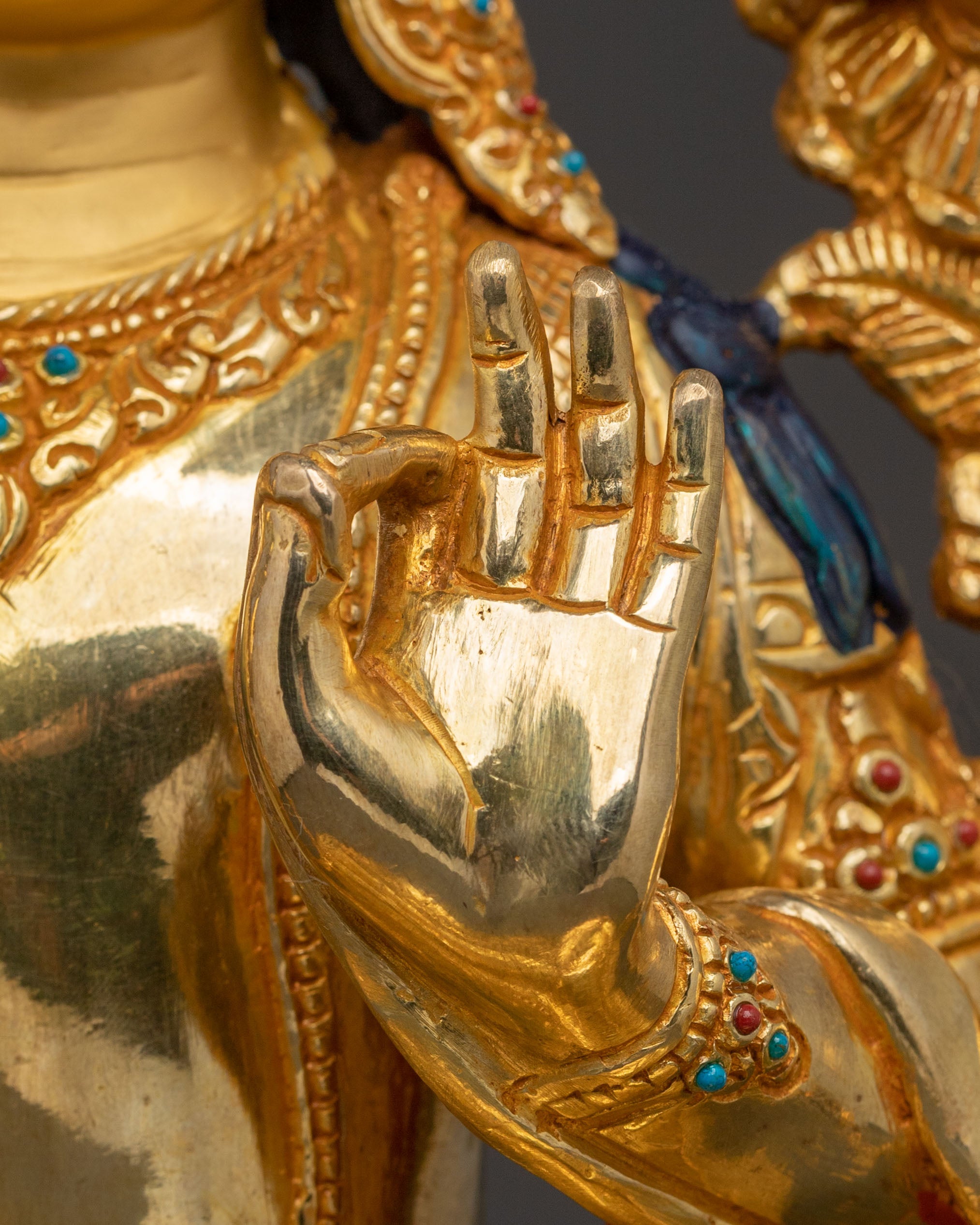Manjushri Bodhisattva: 24K Gold Gilded Wisdom Statue