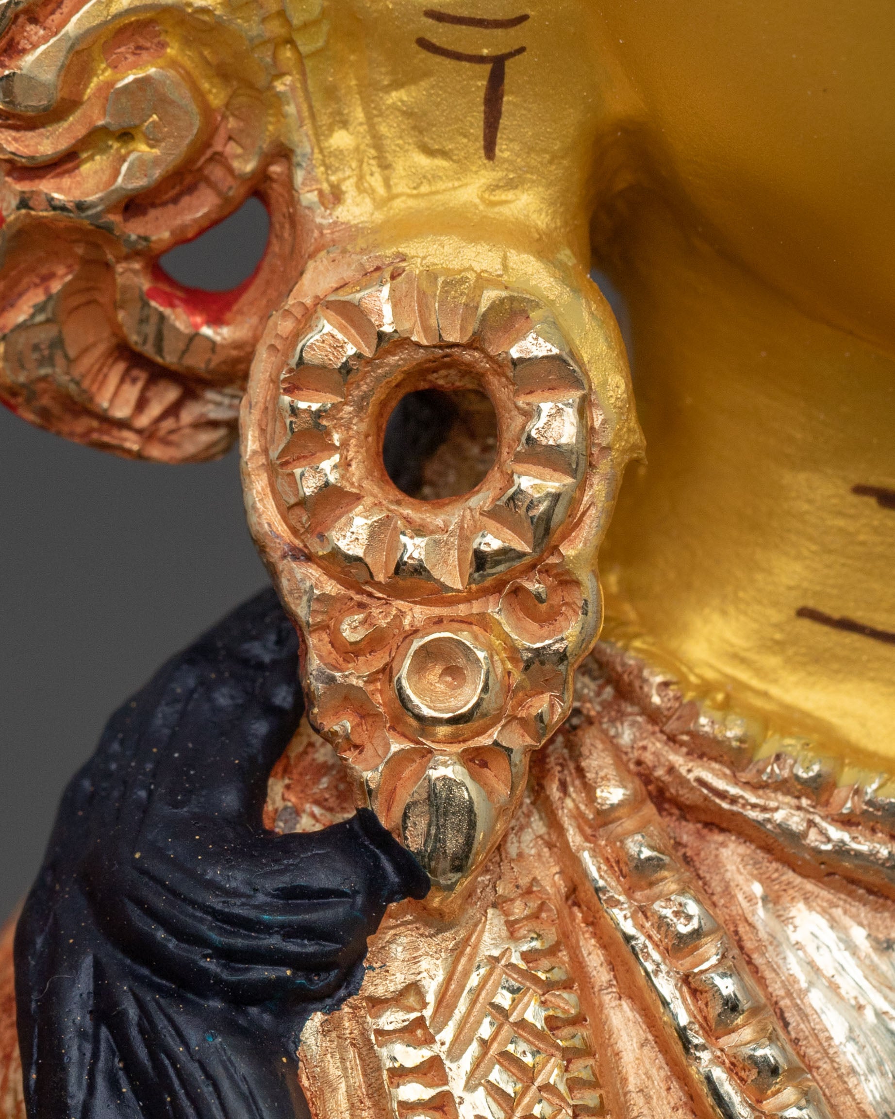 Hand Carved Chenrezig Copper Statue with 24K Gold Gilding
