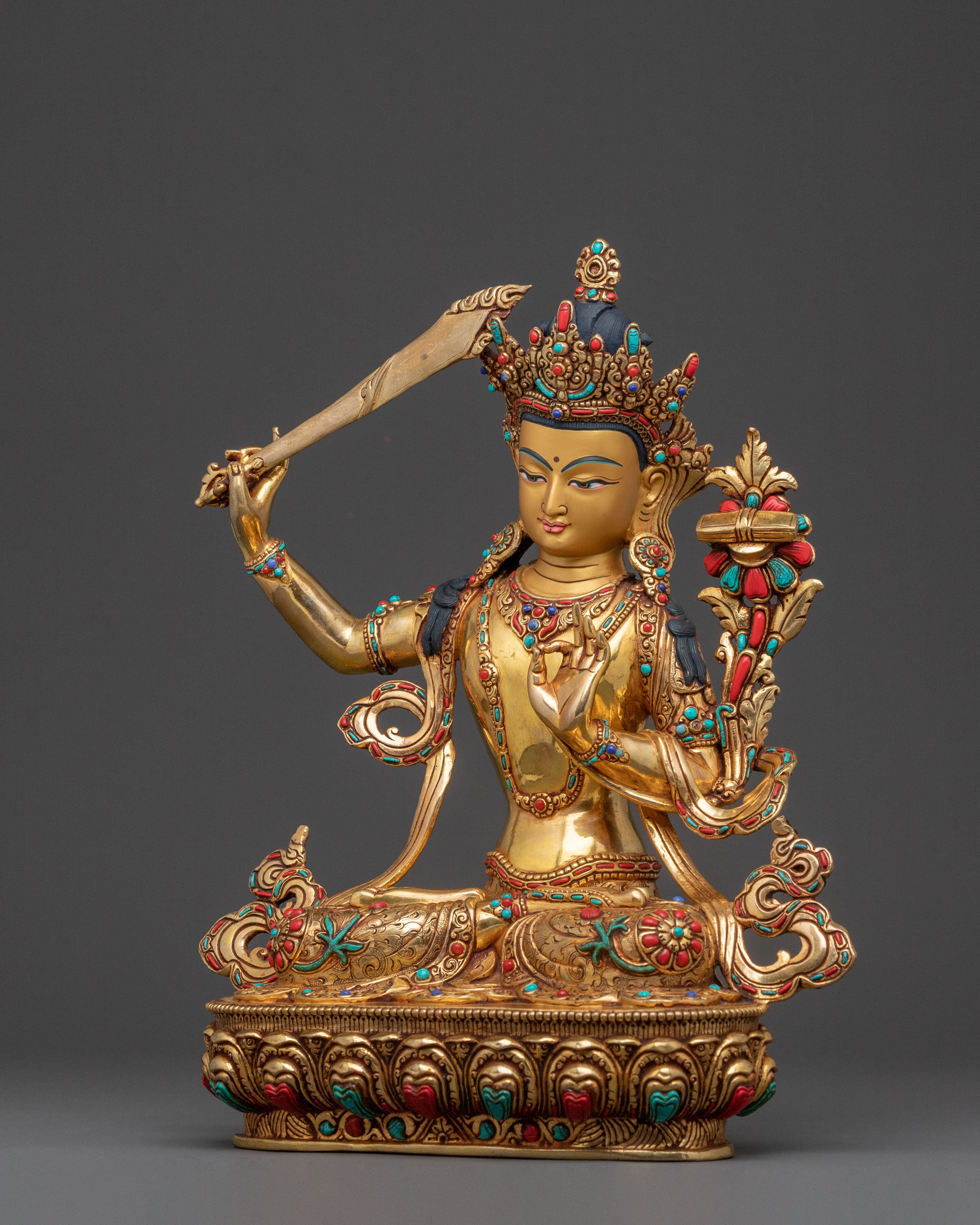 Manjushri Wisdom Buddha Statue | Sacred Bodhisattva Meditation Sculpture