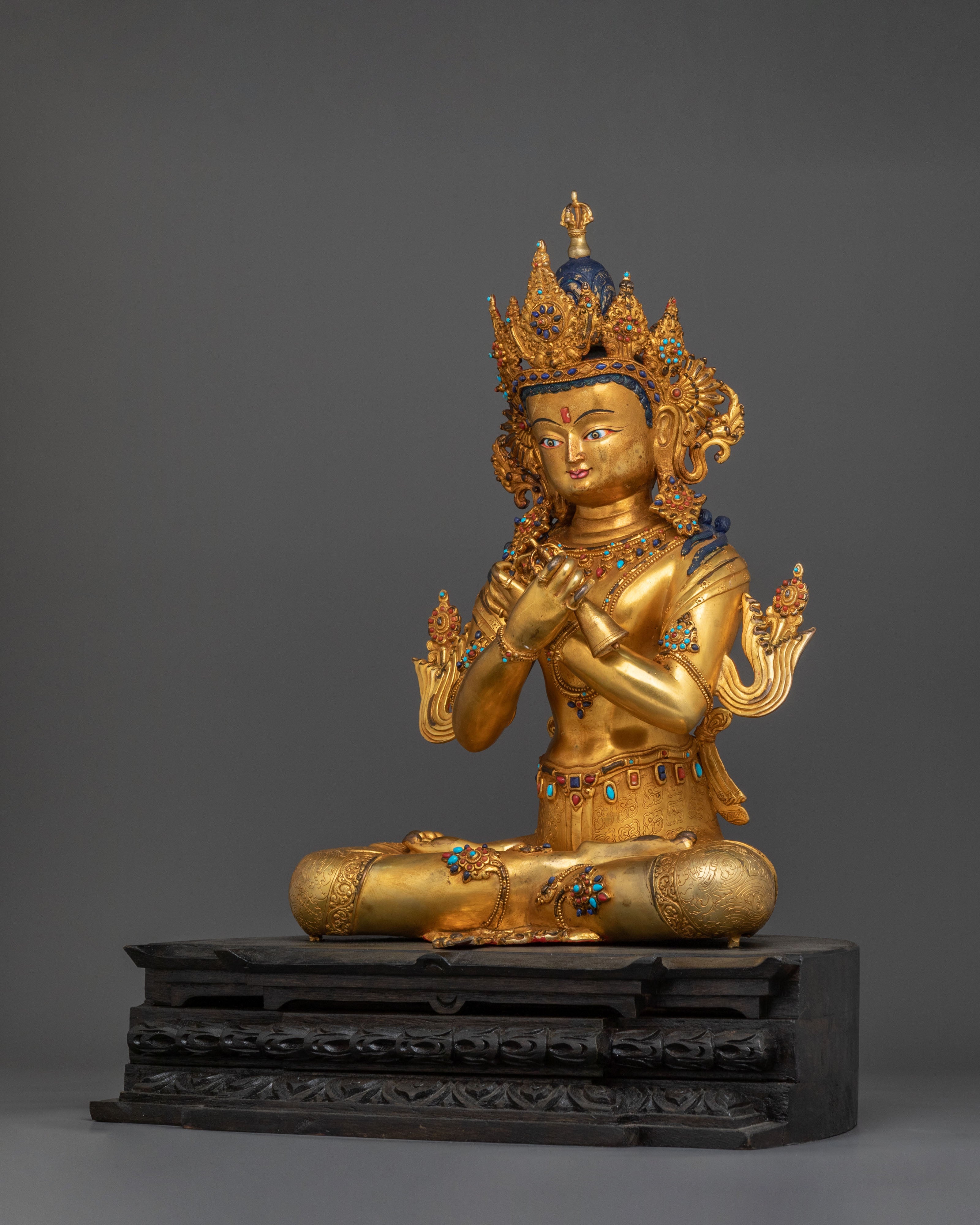 24k Gold Gilded Vajradhara Statue |  Primordial Buddha of Vajrayana Buddhism
