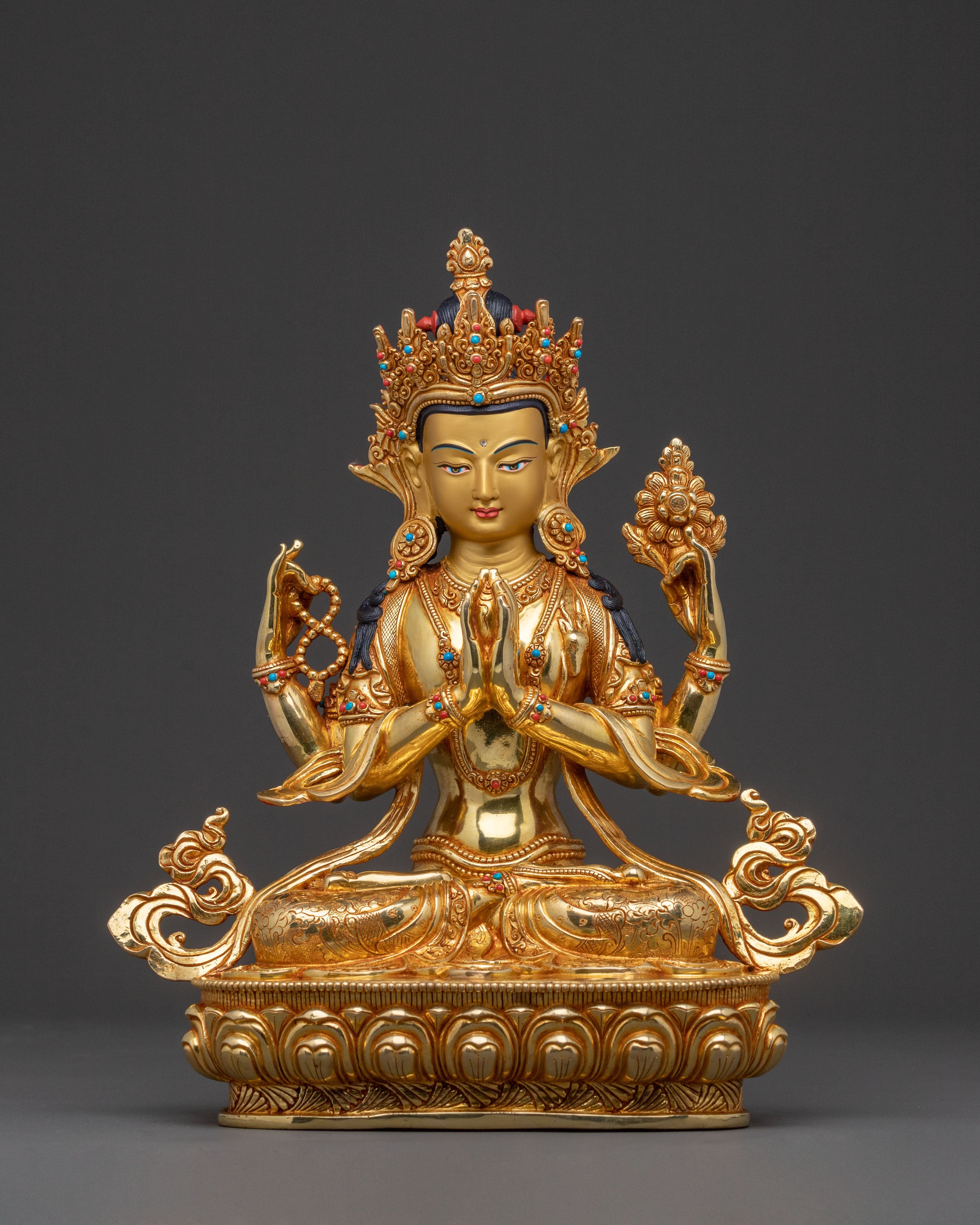 Handcrafted Copper Statue of Chenrezig 