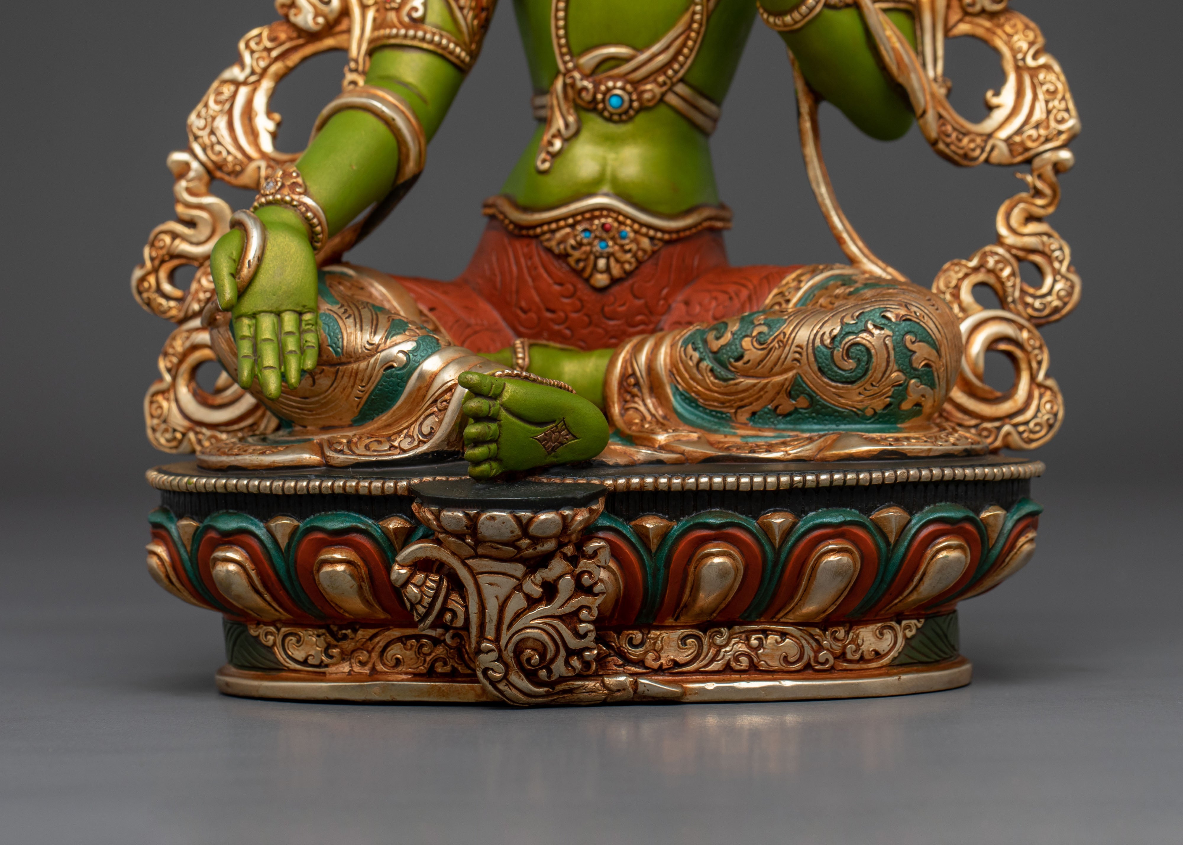 Green Tara Copper Statue | Handcrafted Serenity