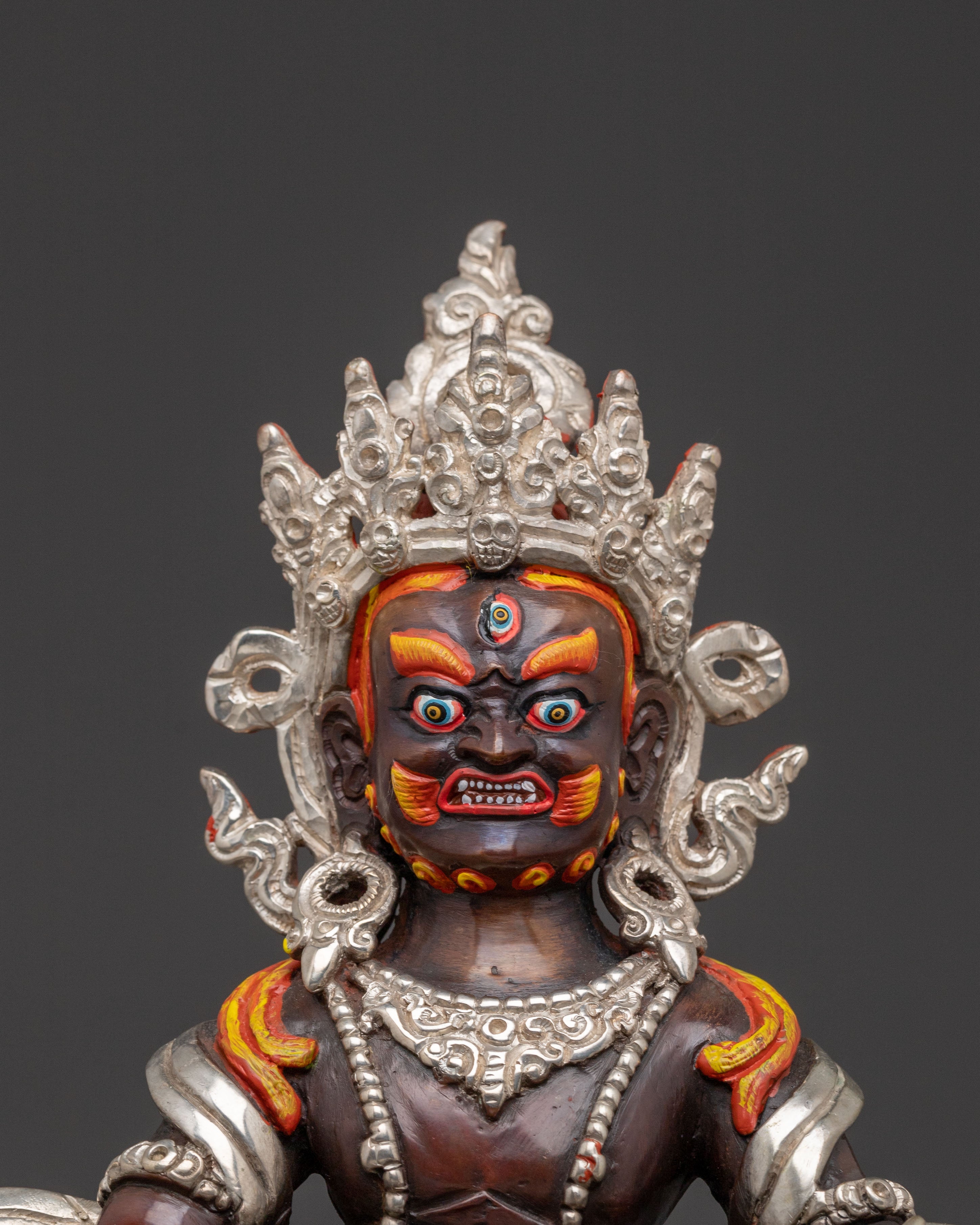 Green Dzambhala Statue: Oxidized Copper Abundance