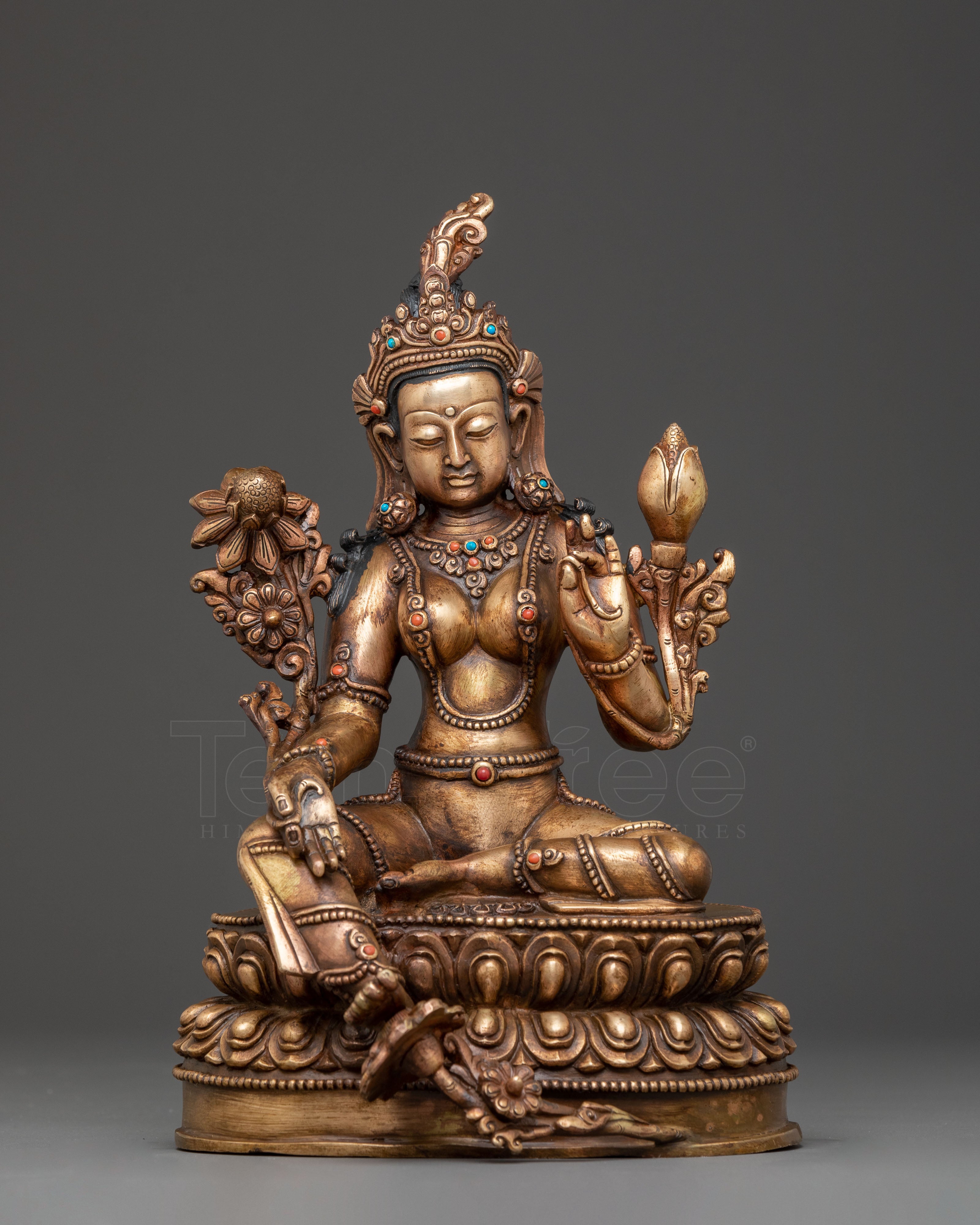 Oxidized Statue of Mother Green Tara 