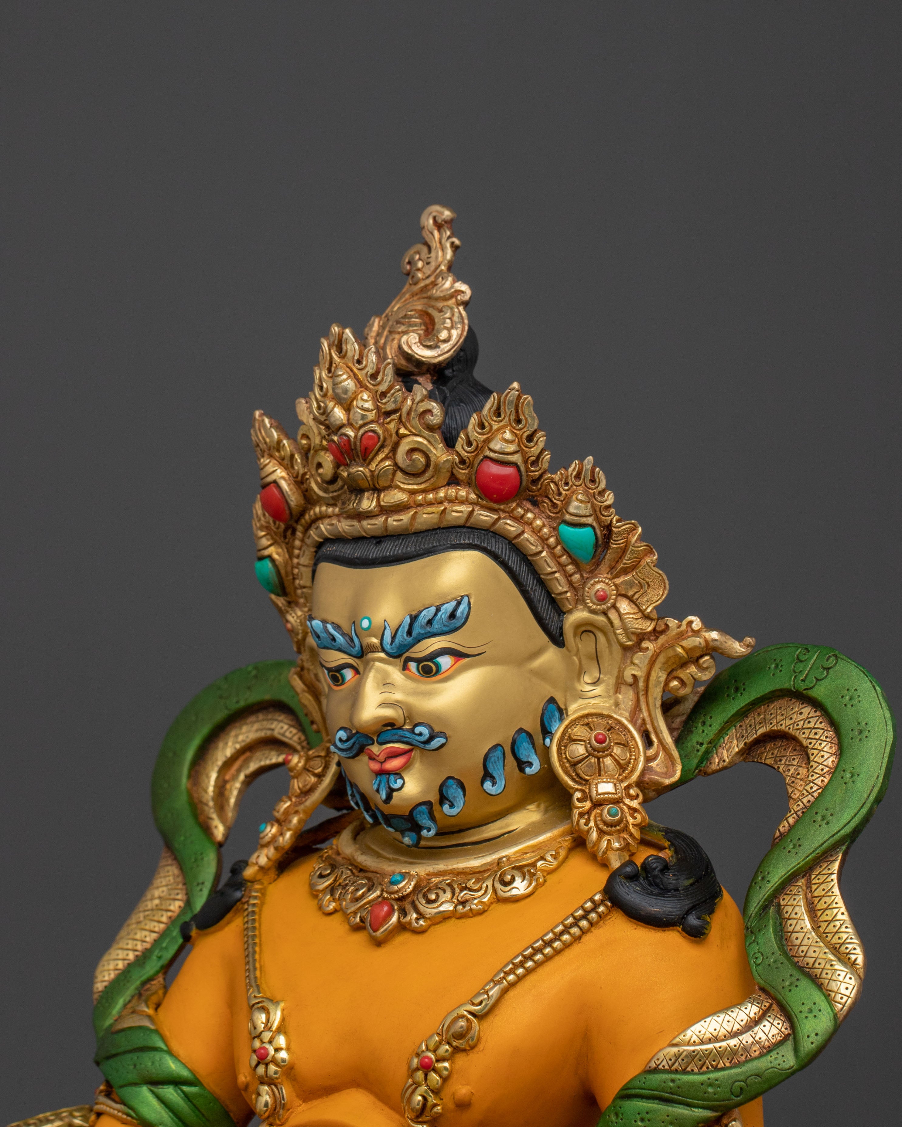 Dzambhala Tibetan Wealth God Statue | 24K Gold Gilded Buddhist Sculpture