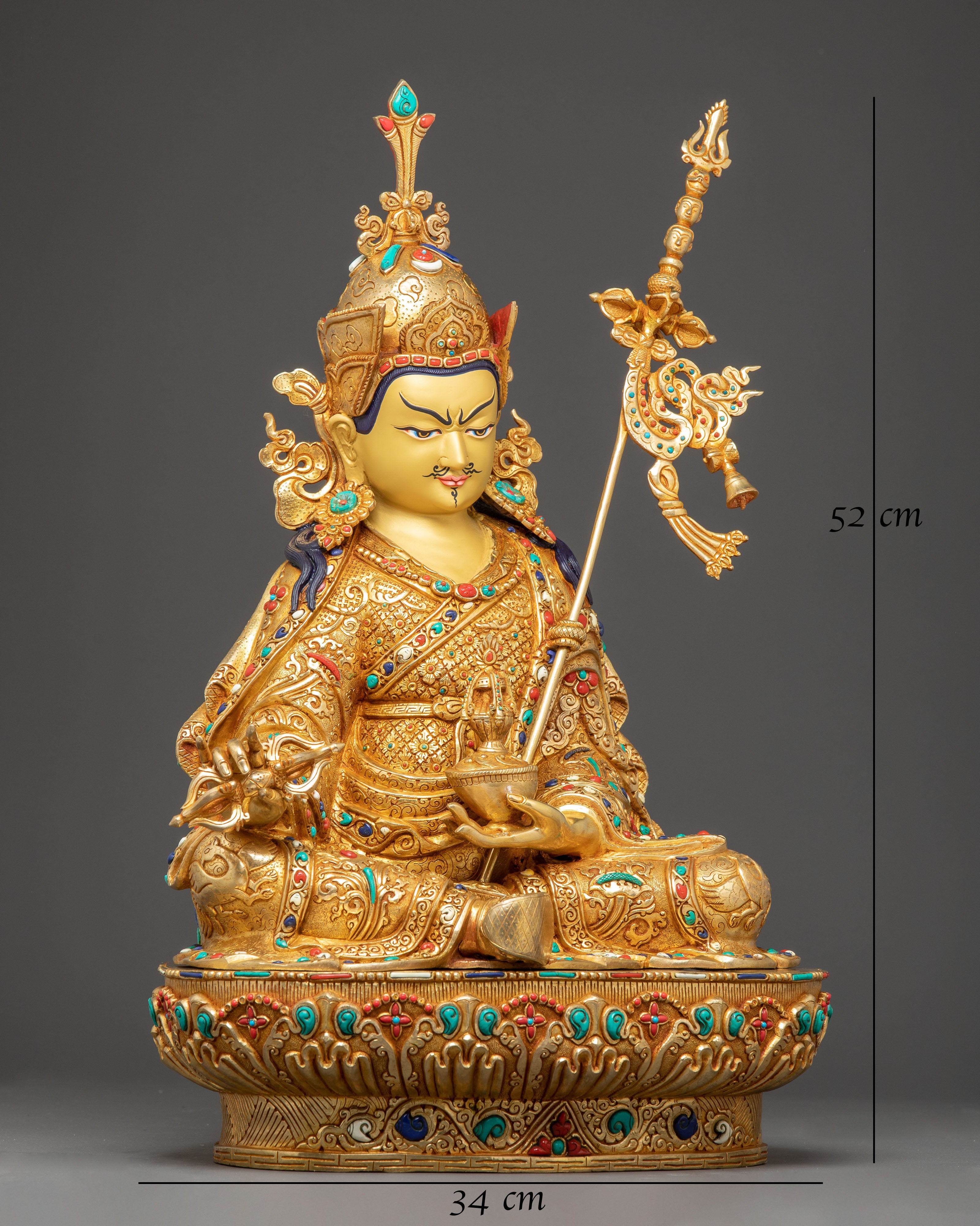Golden Guru Rinpoche Statue | Padmasambhava Handcrafted Statue
