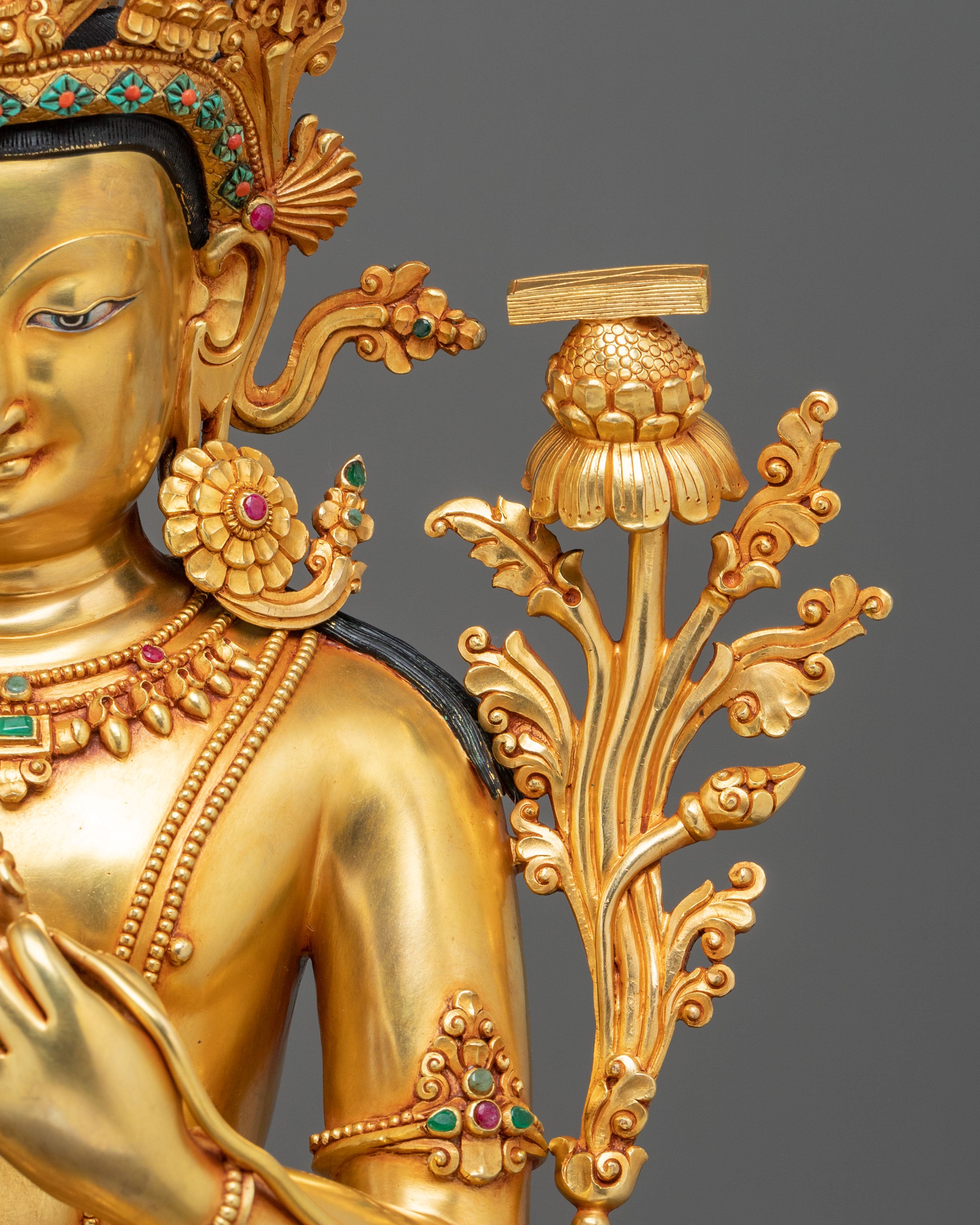 Tikshna Manjushri 24K Gold Gilded Statue | Made in Nepal