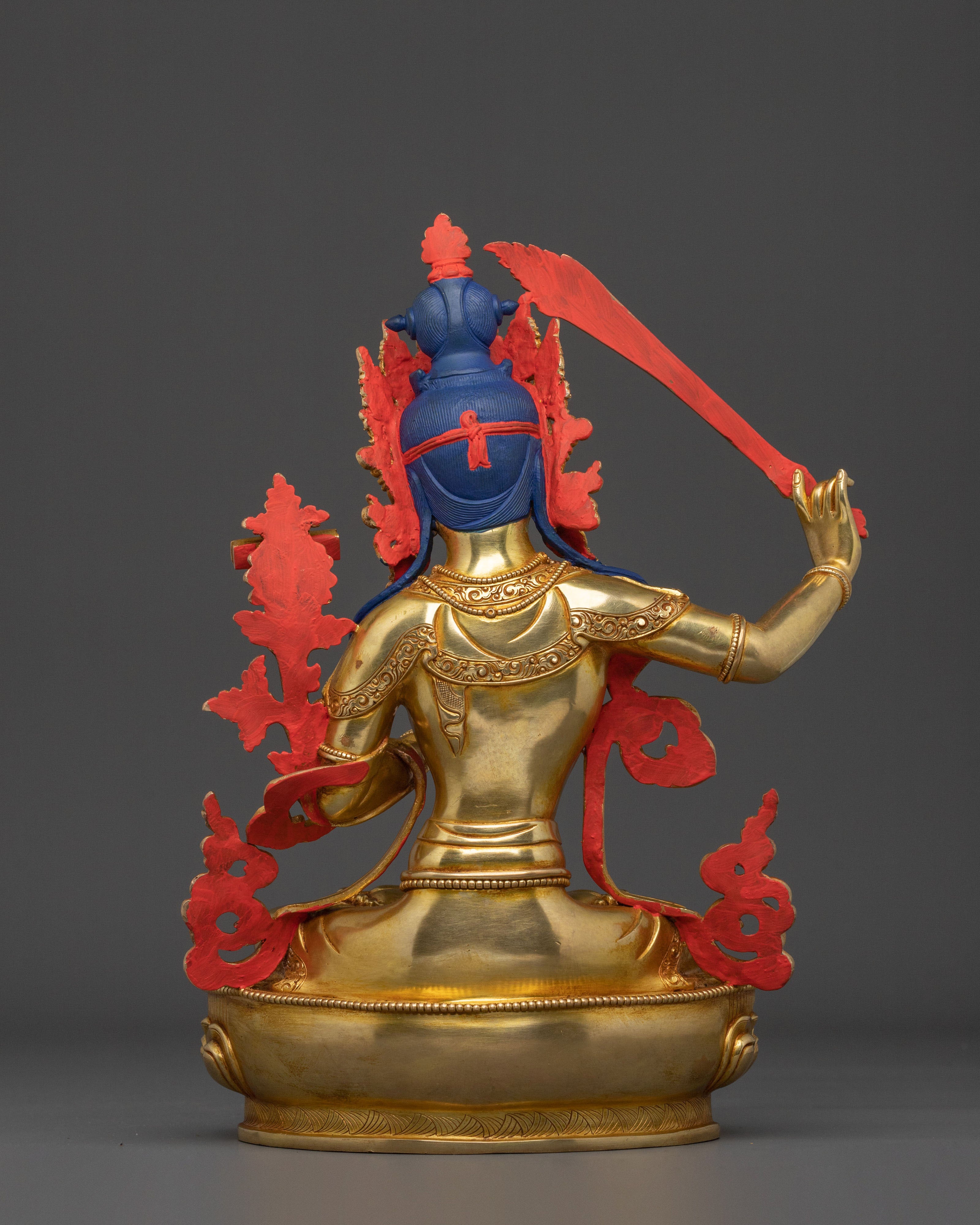 Manjushri Traditional Figurine of Wisdom | Buddhist Deity Sculpture of Wisdom