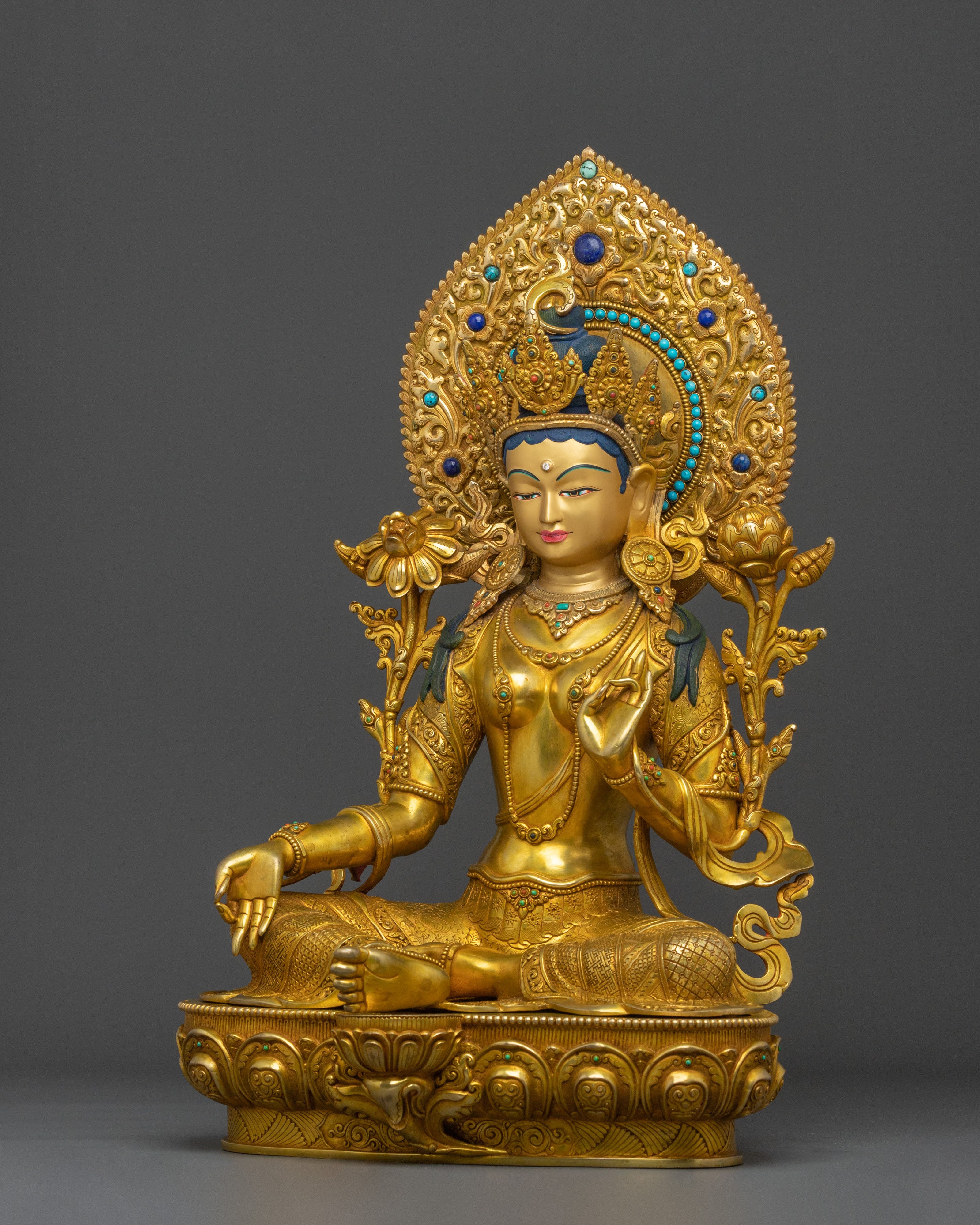 Guardian Green Tara Himalayan Statue | Sacred Meditation Altar Decor