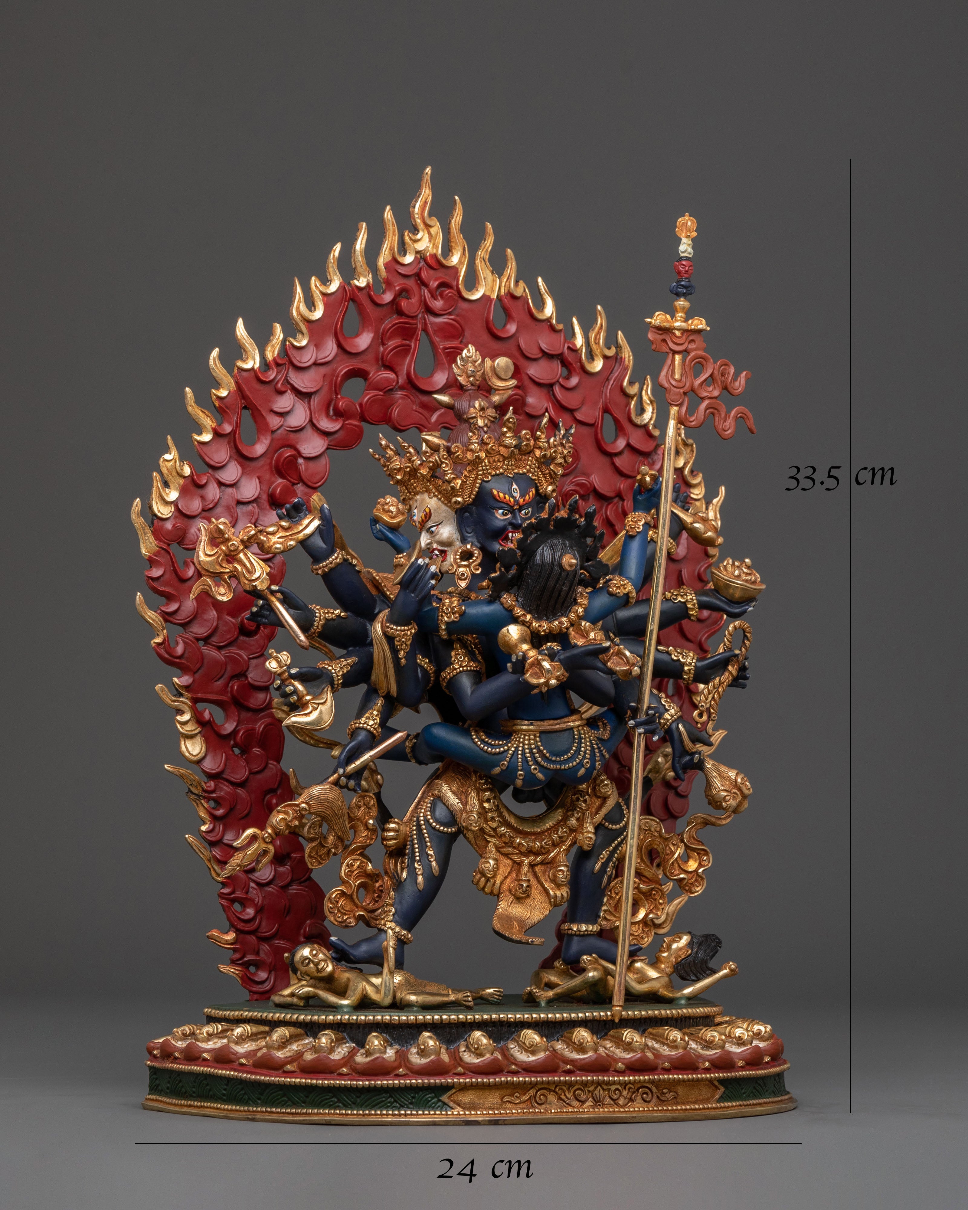 Chakrasamvara With Vajravarahi: 24K Gold Gilded Sculpture