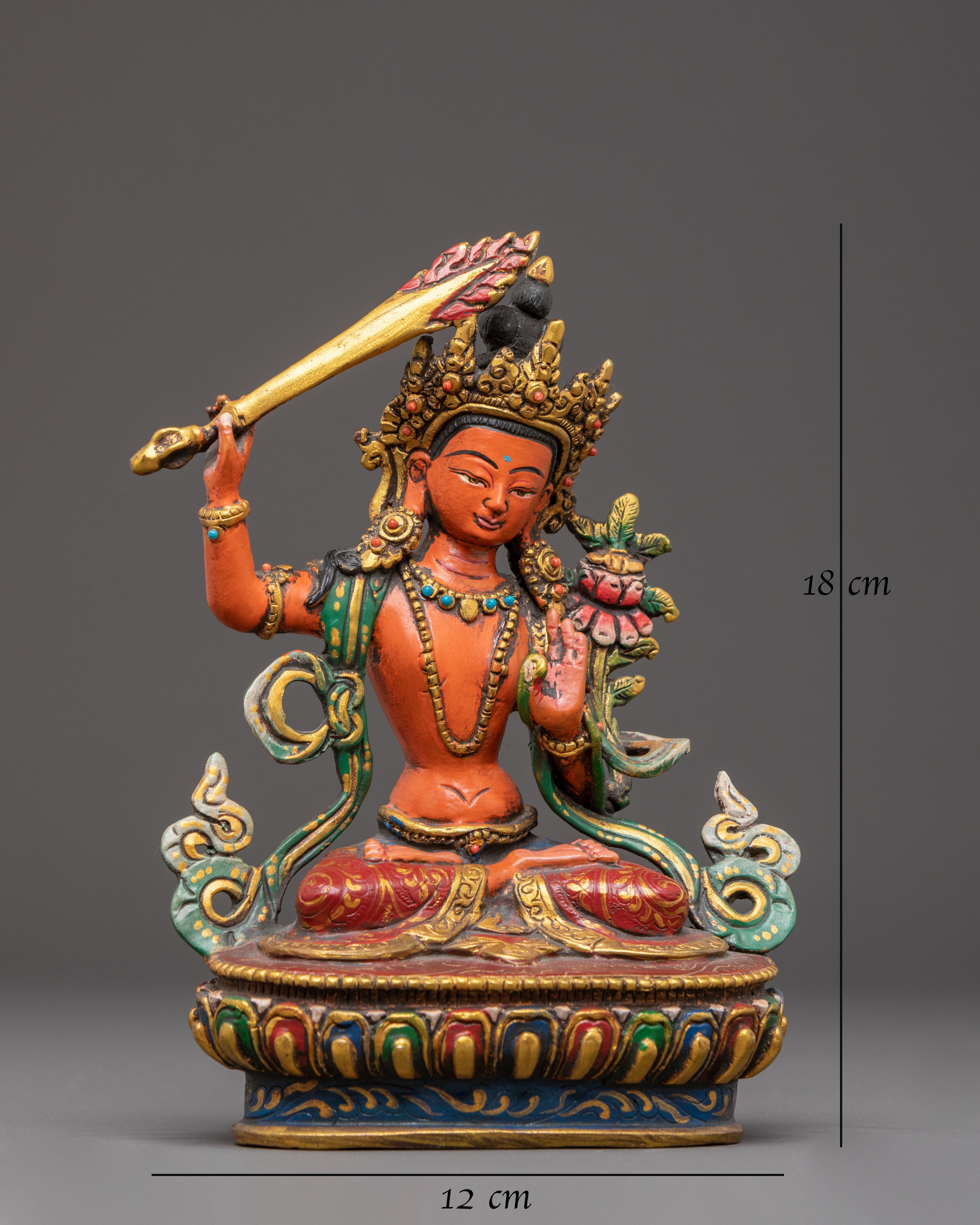 Handcrafted Copper Statue of Bodhisattva Manjushri | The Beacon of Wisdom