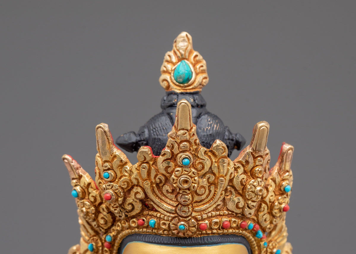 Four Armed Chenrezig Fire Gold Gilded Sculpture | Home Decor