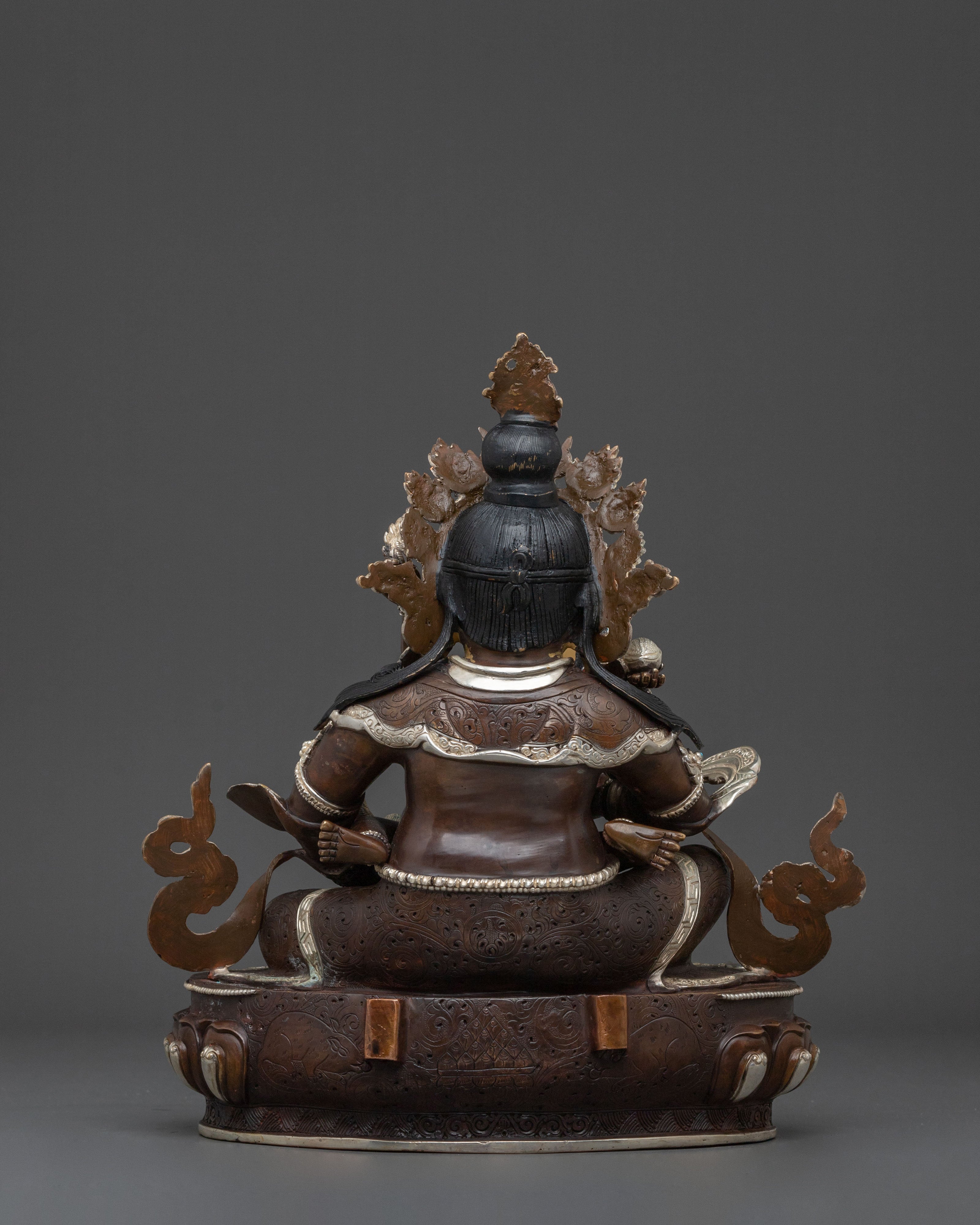 Red Dzambhala Statue | Oxidized Copper Wealth Deity