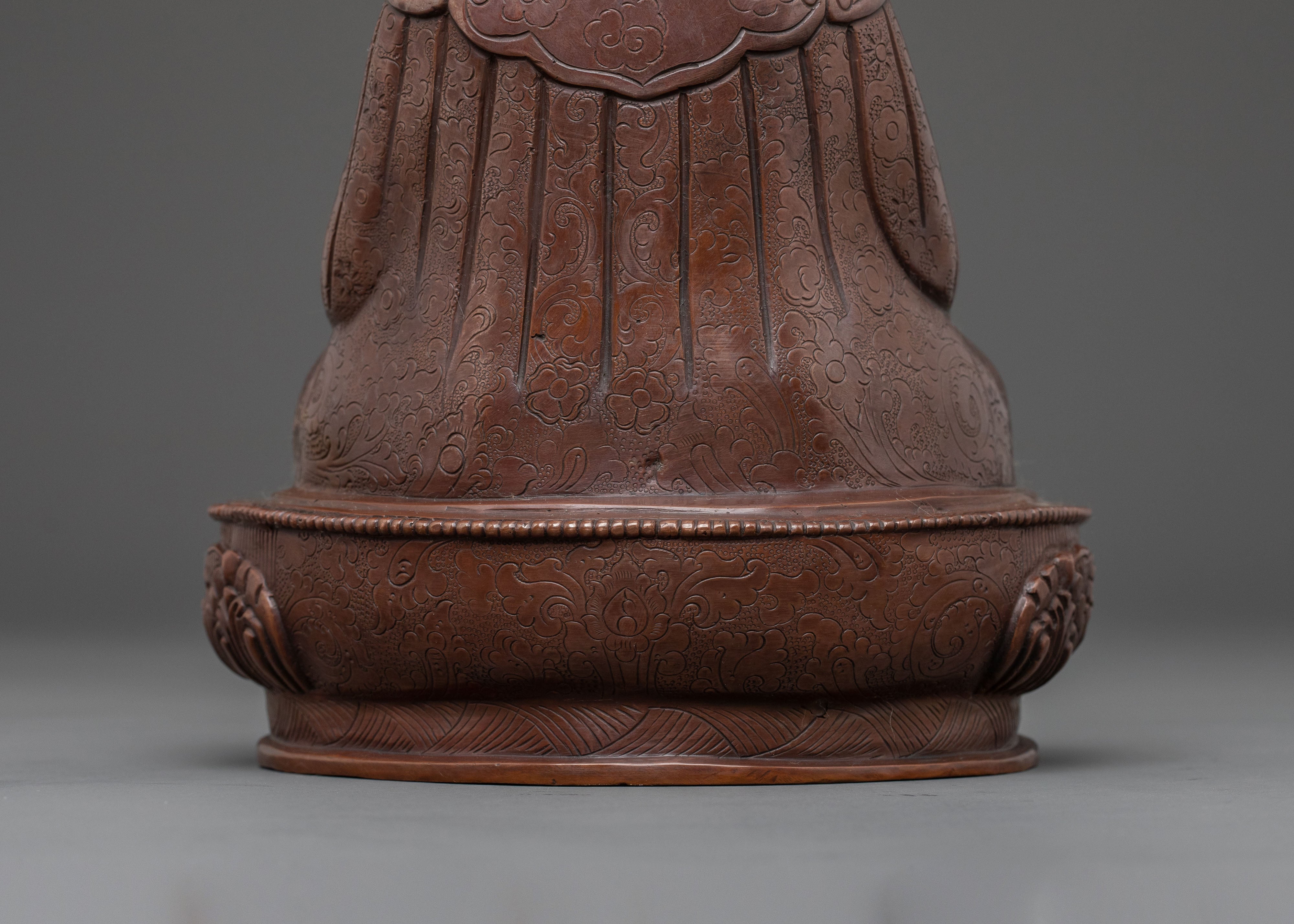 Guru Dewa Chenpo Oxidized Copper Statue for Altars