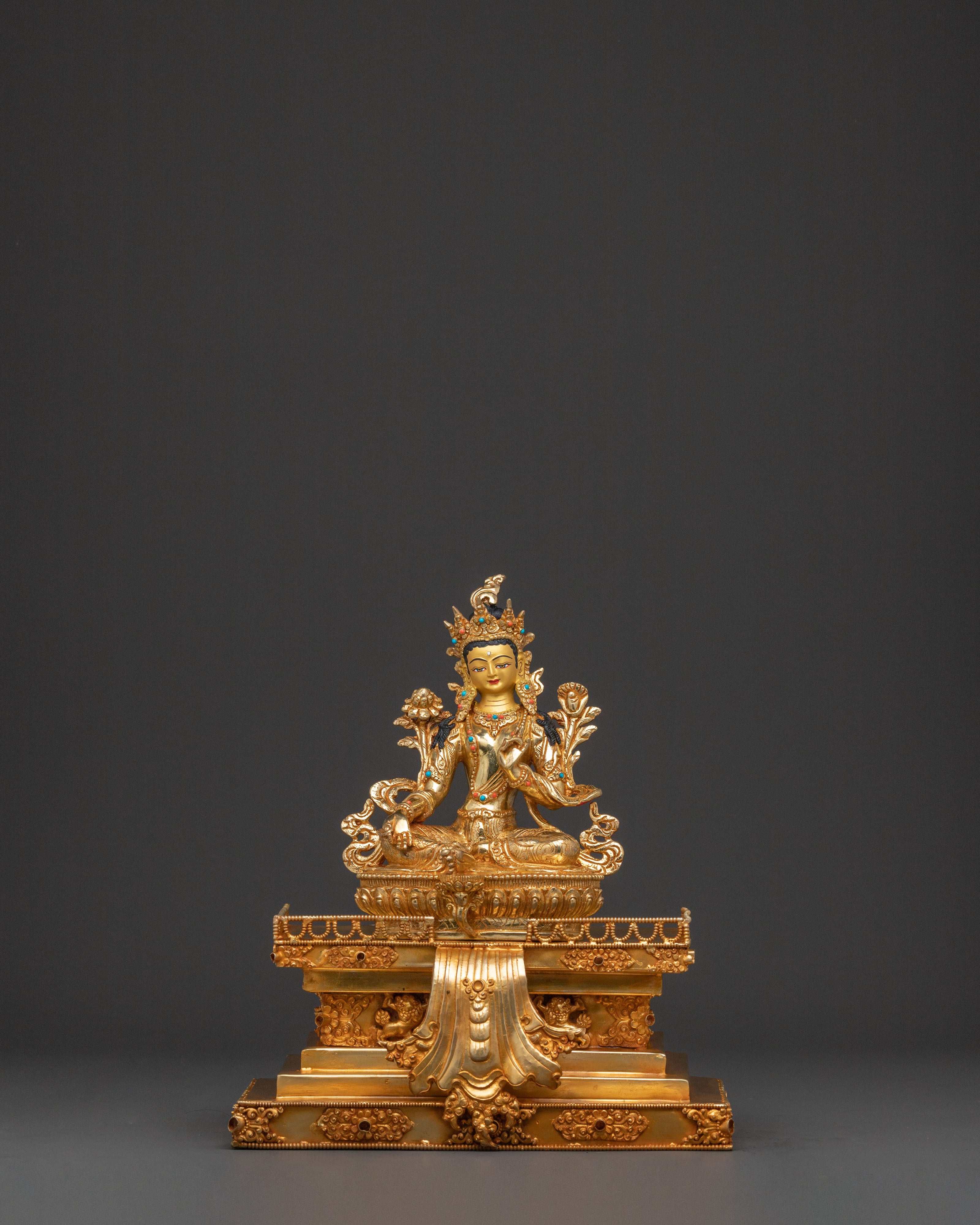 A Radiant 21 Tara Divine Statue Set