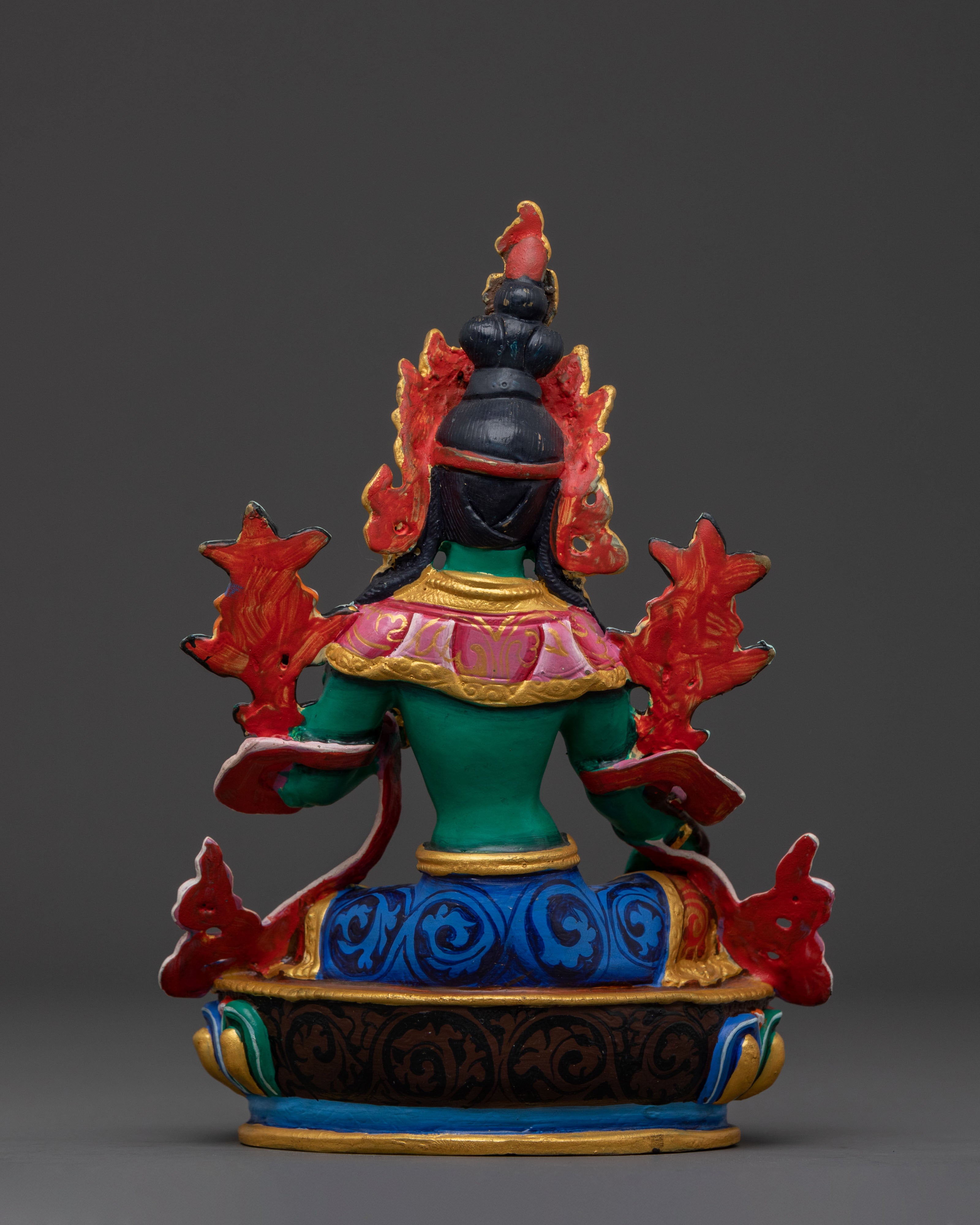 Green Tara Statue with Acrylic Paintings: Goddess of Compassion
