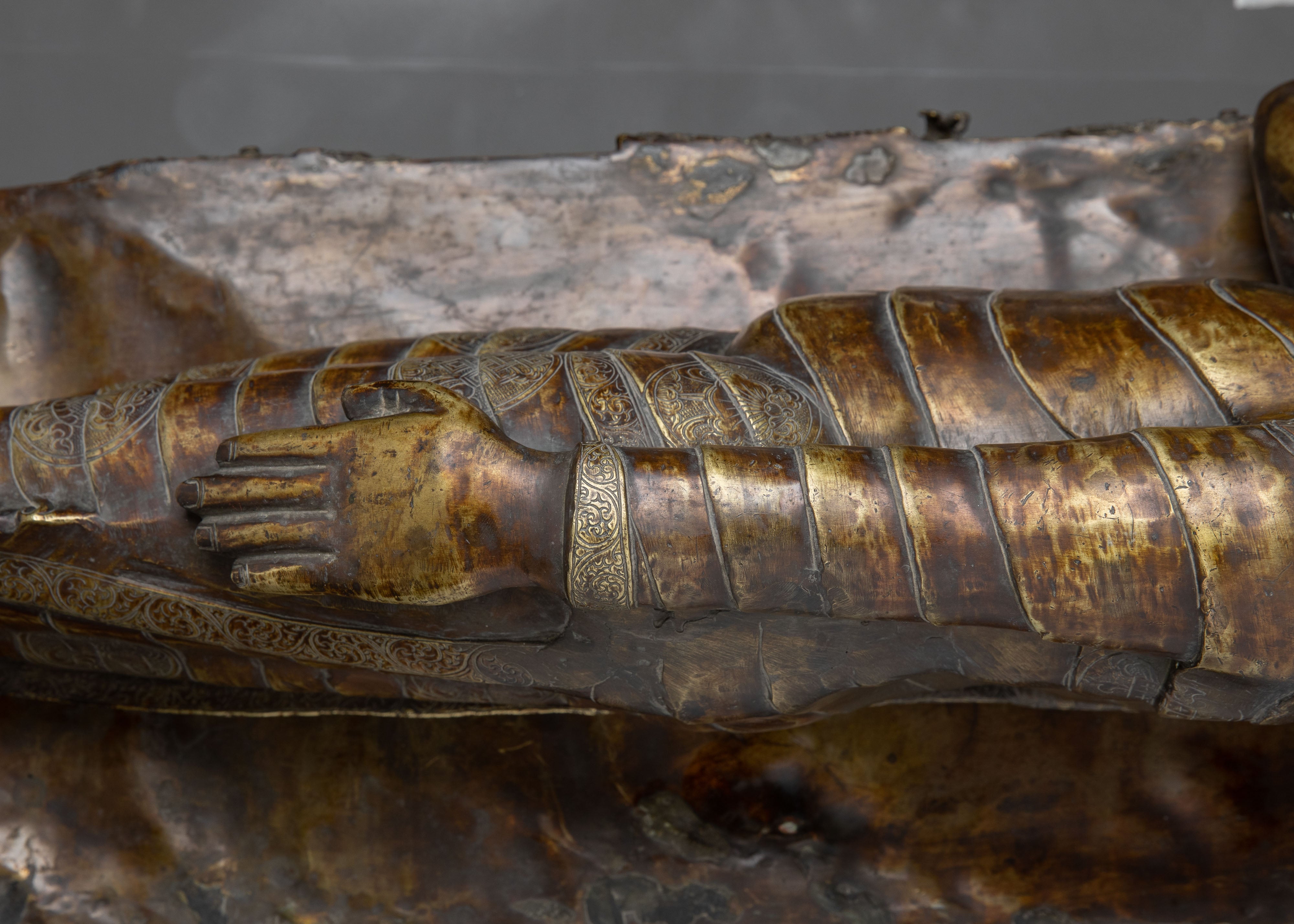 Buddha Entering Nirvana | Oxidized Copper sculpture