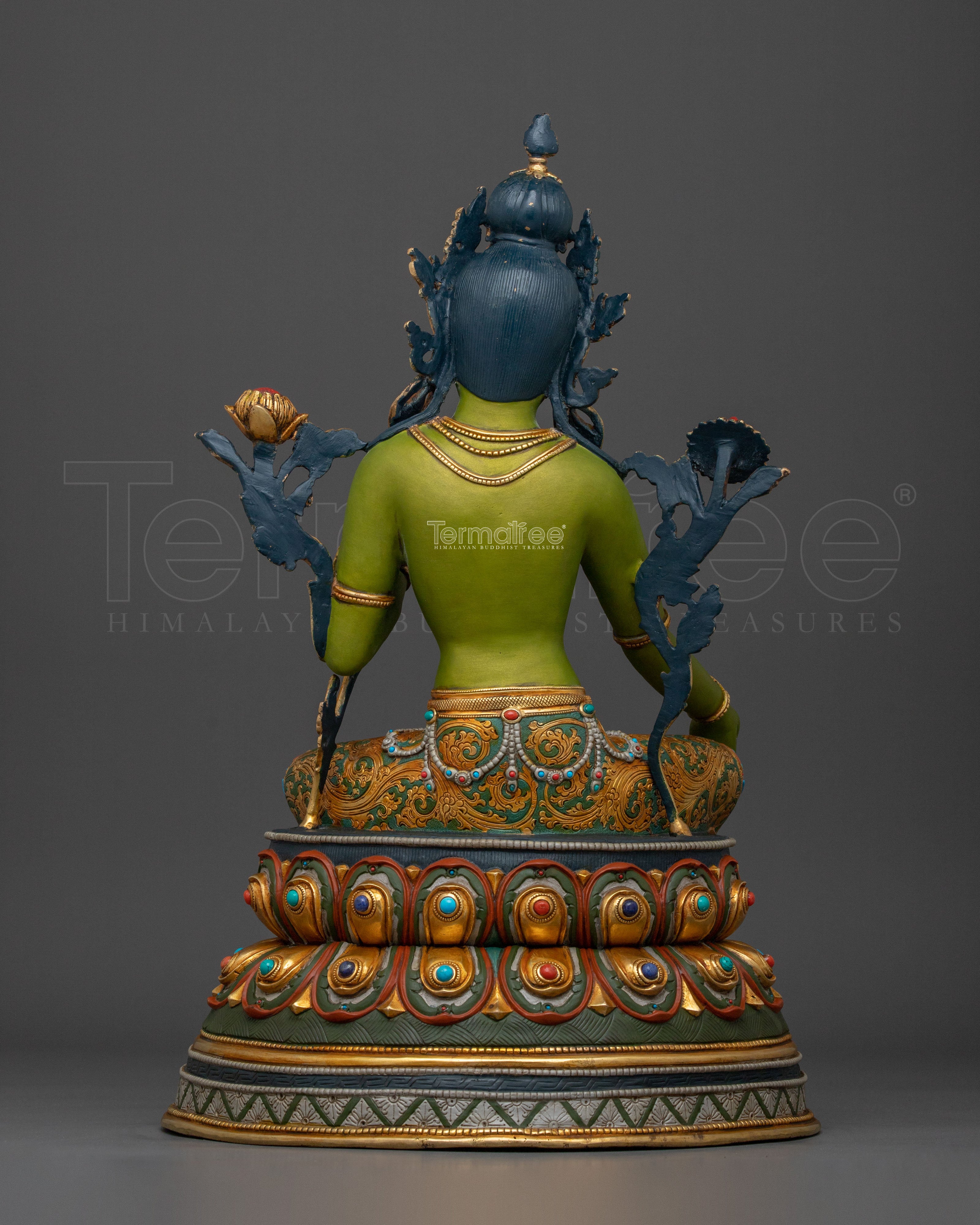 Green Tara Statue | Handcrafted 24K Gold Gilded Sculpture