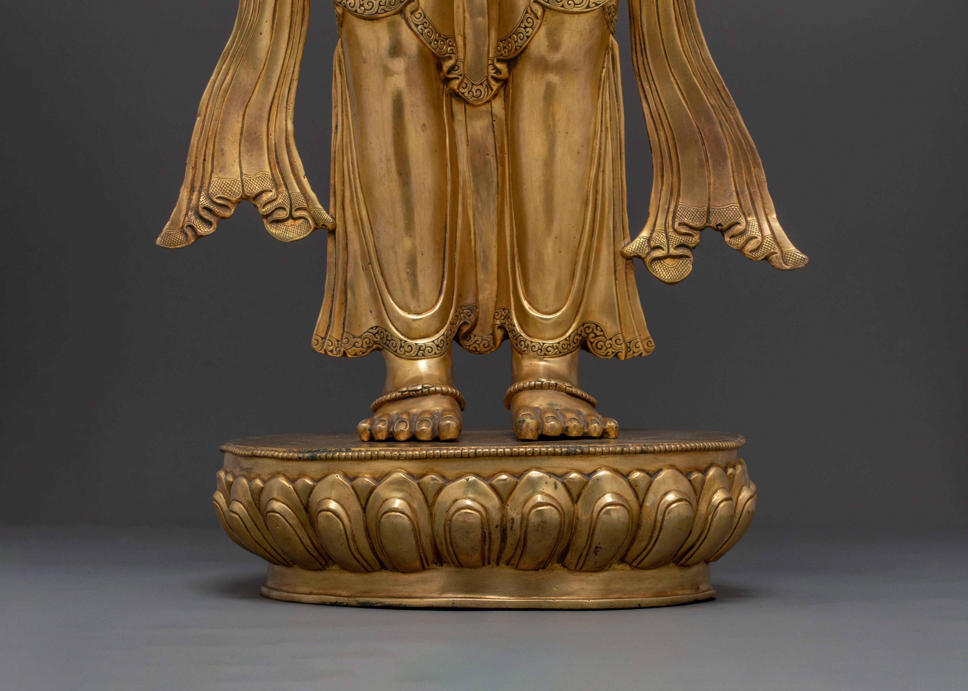 Exquisite Standing Tara Statue | 24K Gold Gilded