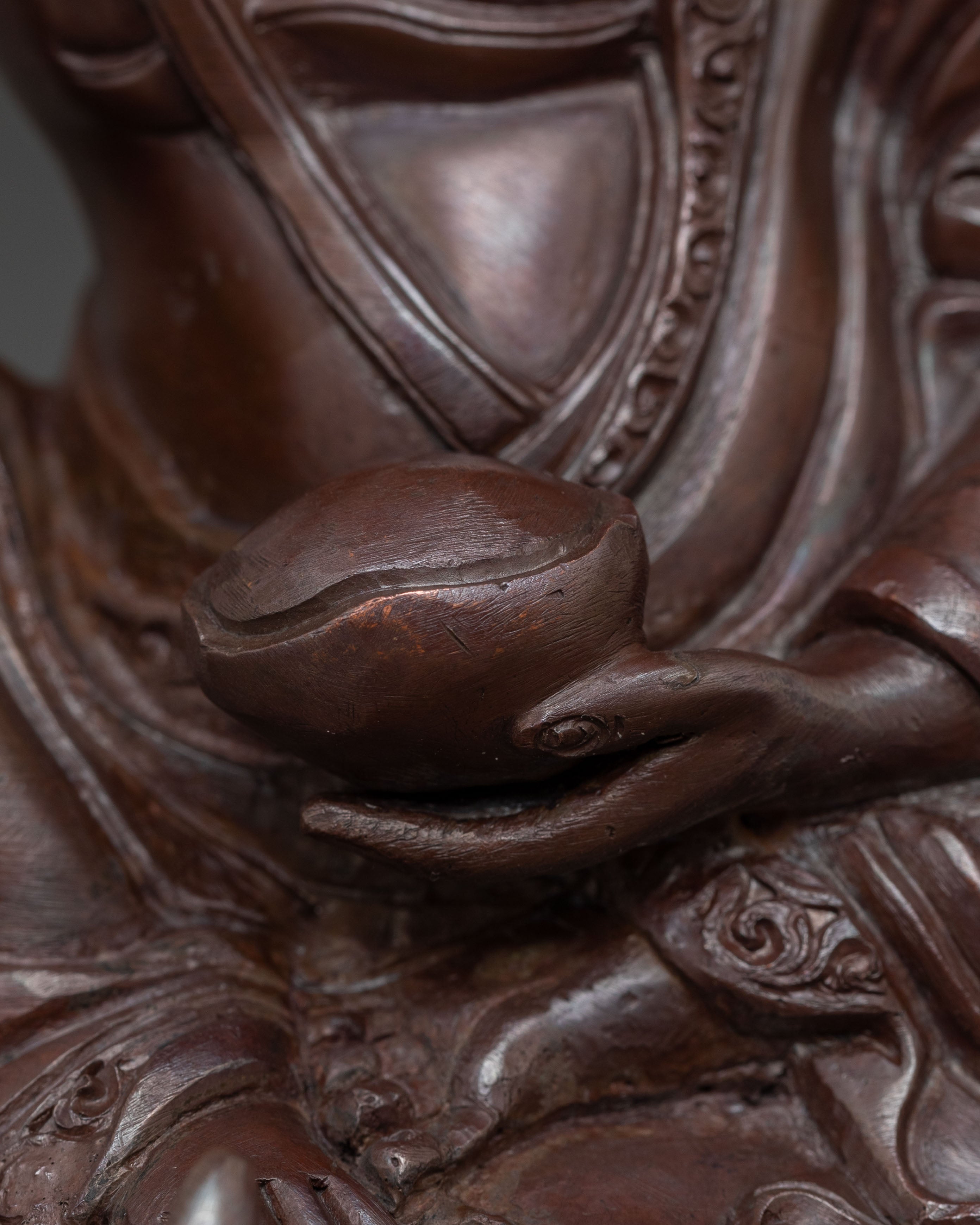 Milarepa Oxidized Copper Sculpture: Serene Sage
