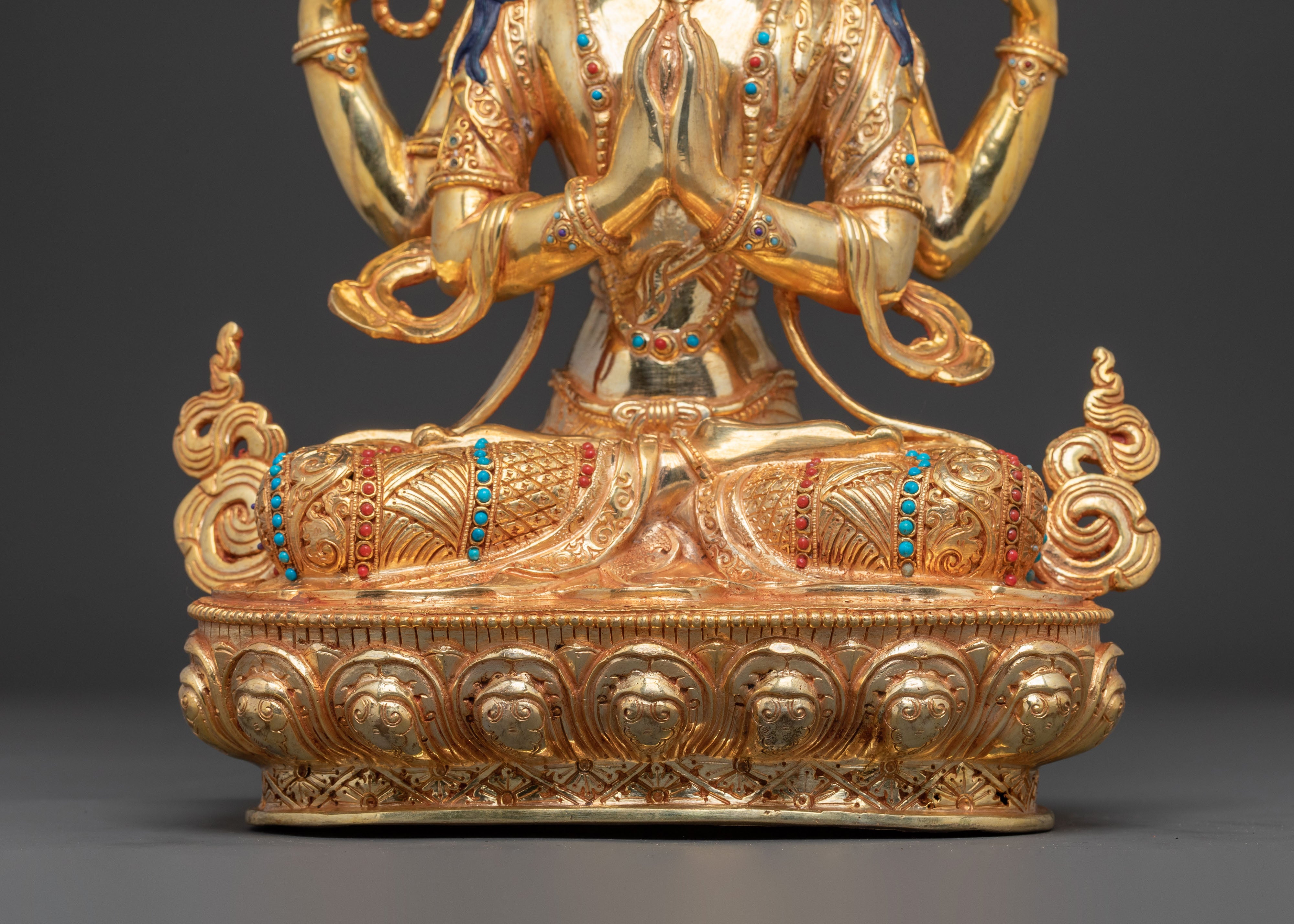 Sacred Chenrezig Bodhisattva Statue – Hand-Gilded Copper Art