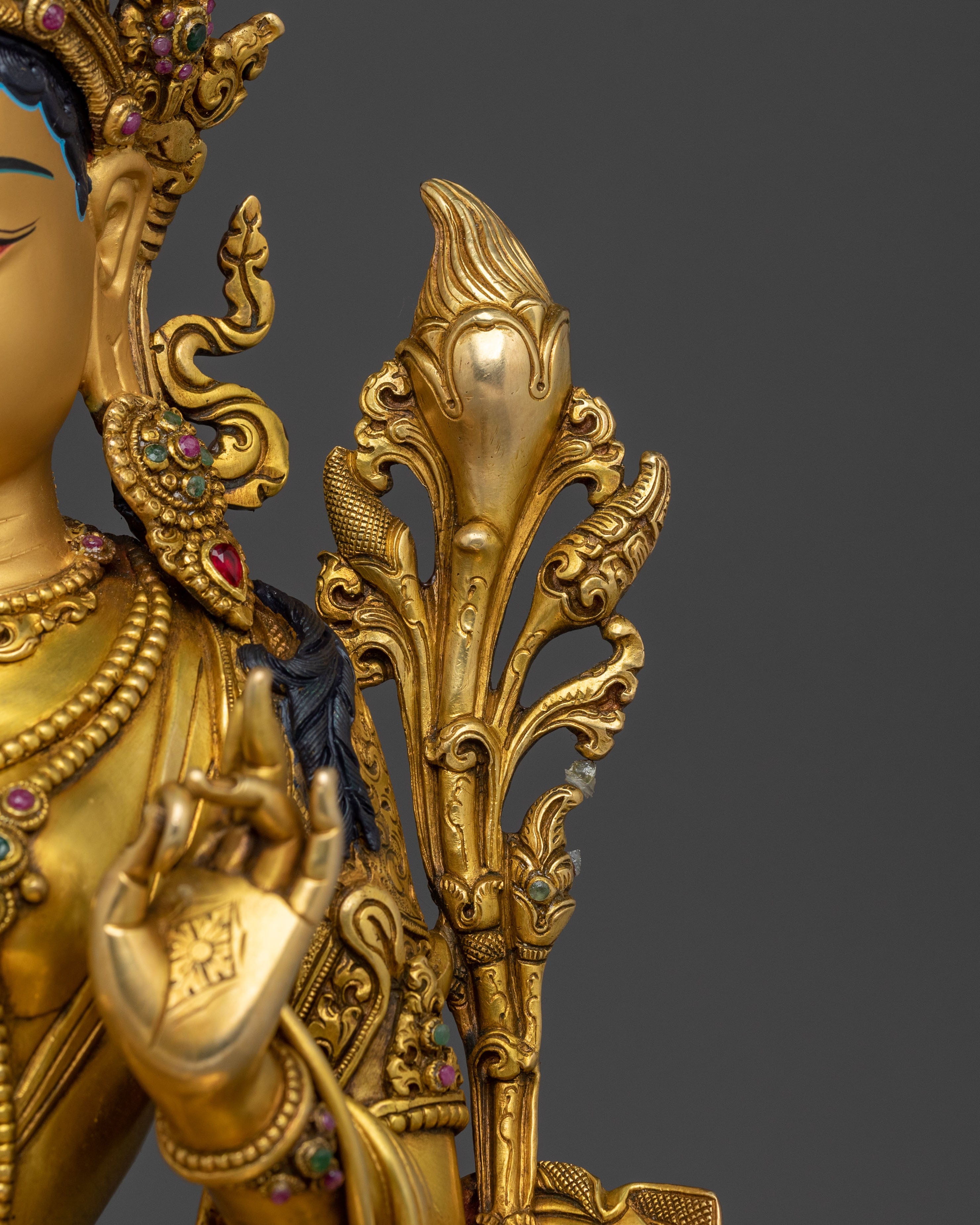 Green Tara 24K Gold Gilded Statue | Mother of all Buddhas