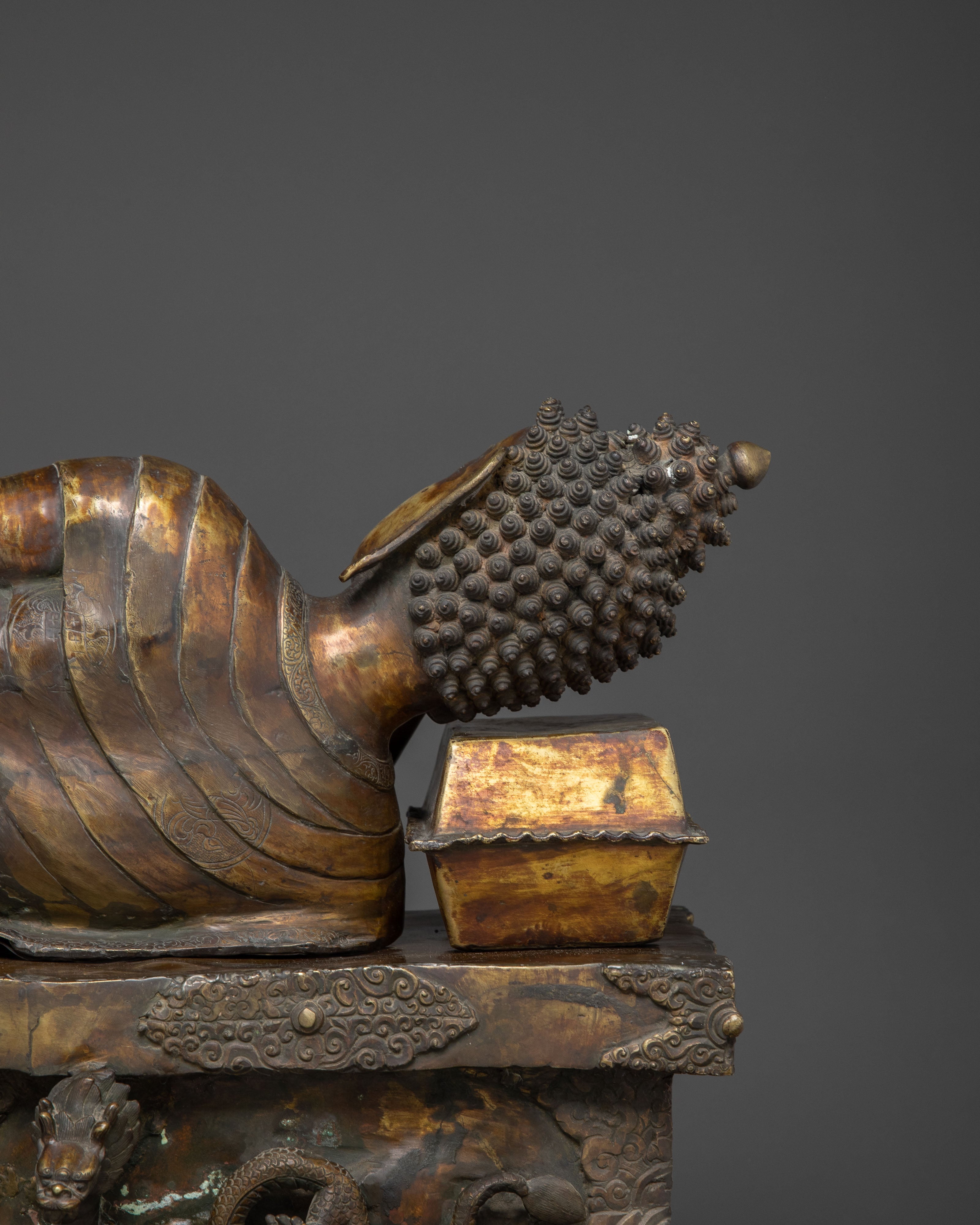 Buddha Entering Nirvana | Oxidized Copper sculpture