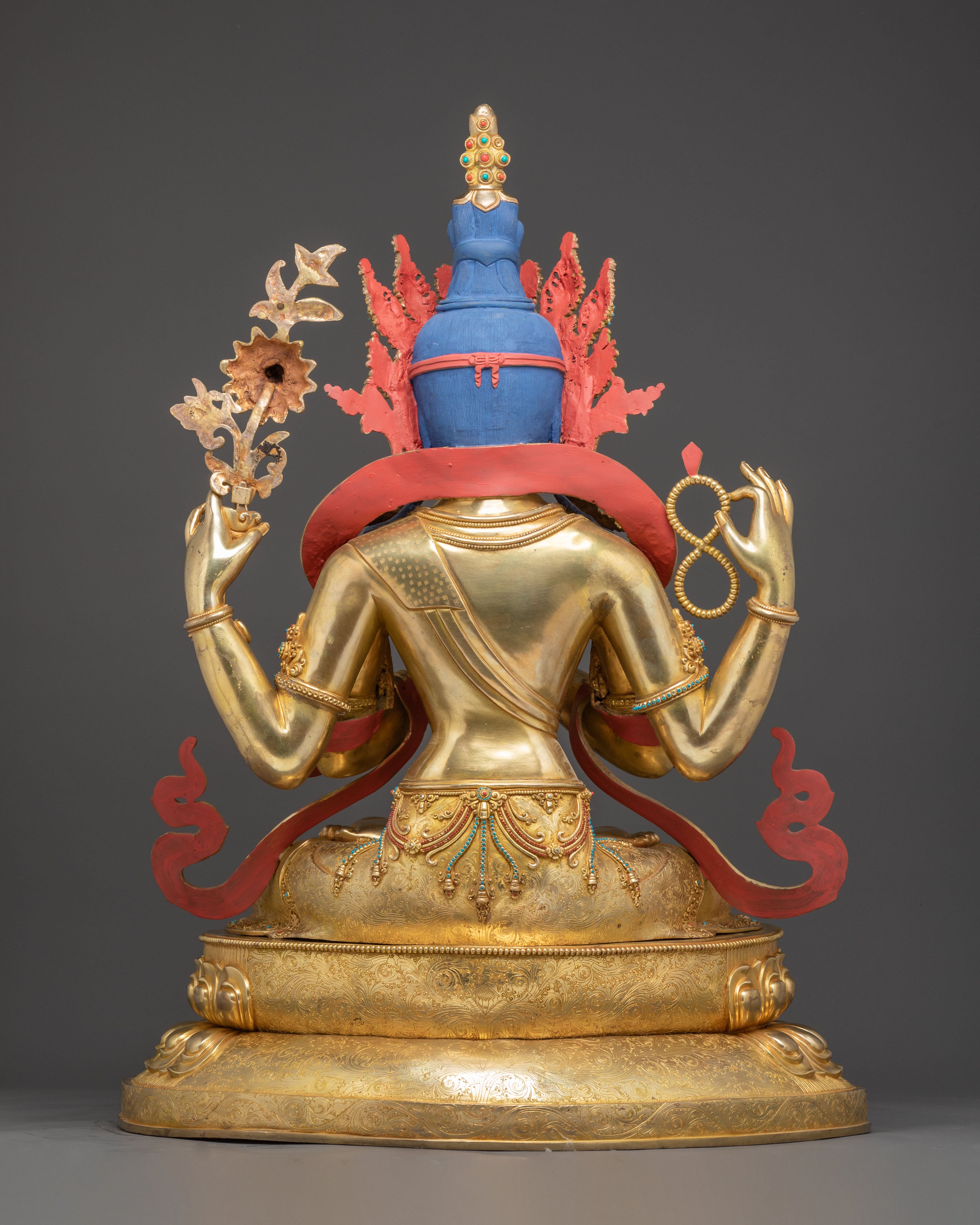 Handmade Golden Statue of Chenrezig | Compassion Deity