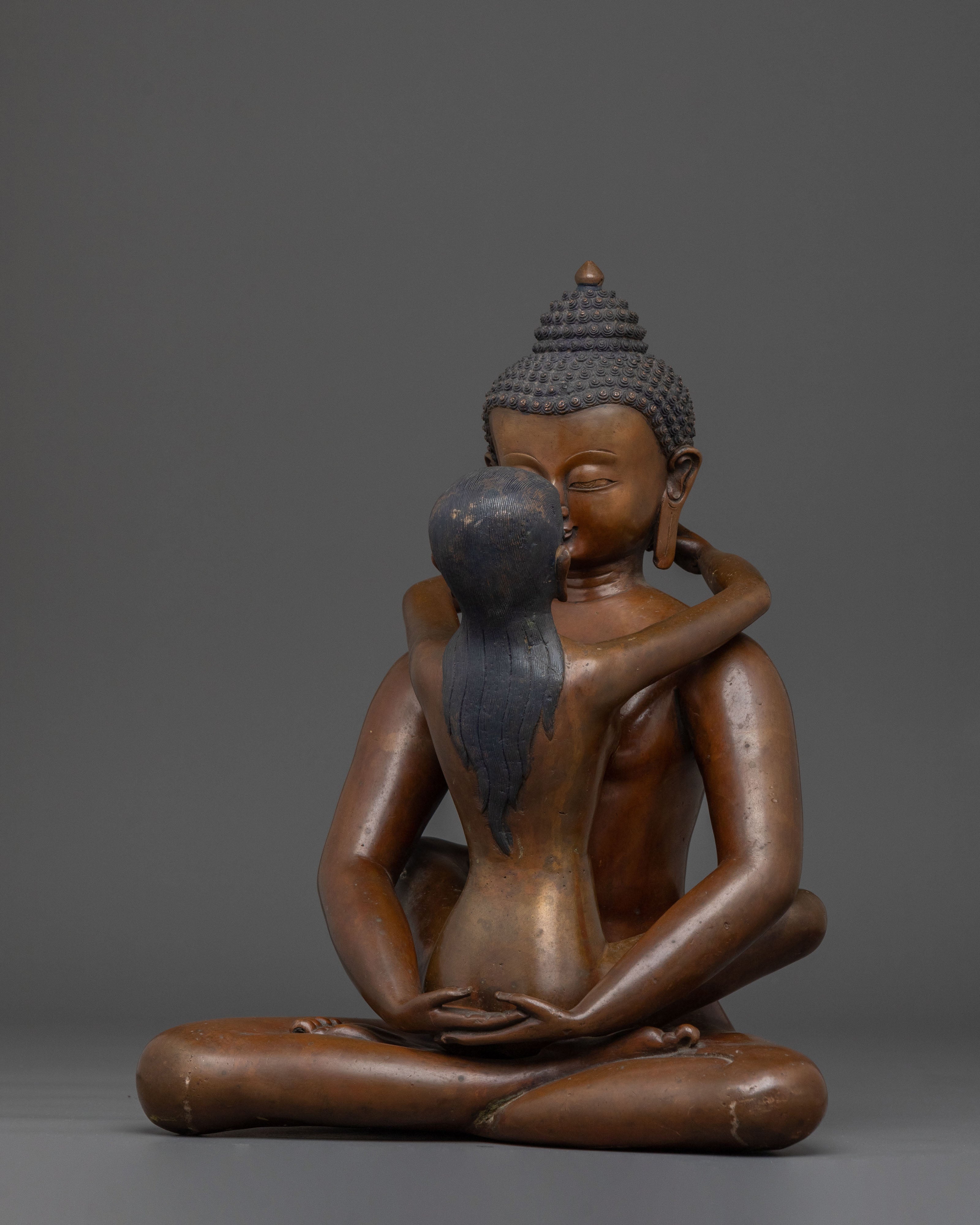 Samantabhadra Oxidized Sculpture with Consort | Altar Decor