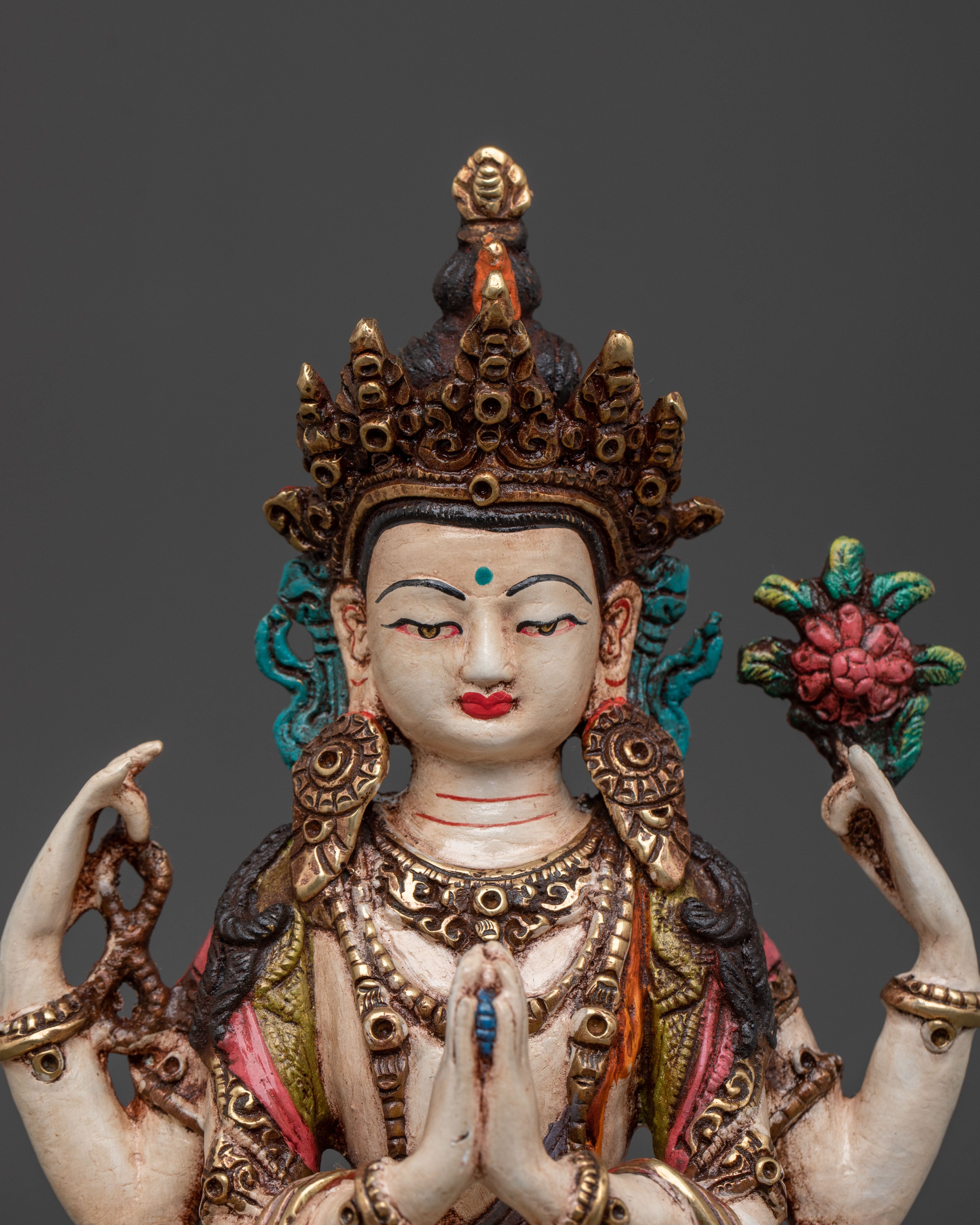 Serene Spiritual Figurine of Chenrezig | Bodhisattva of Compassion