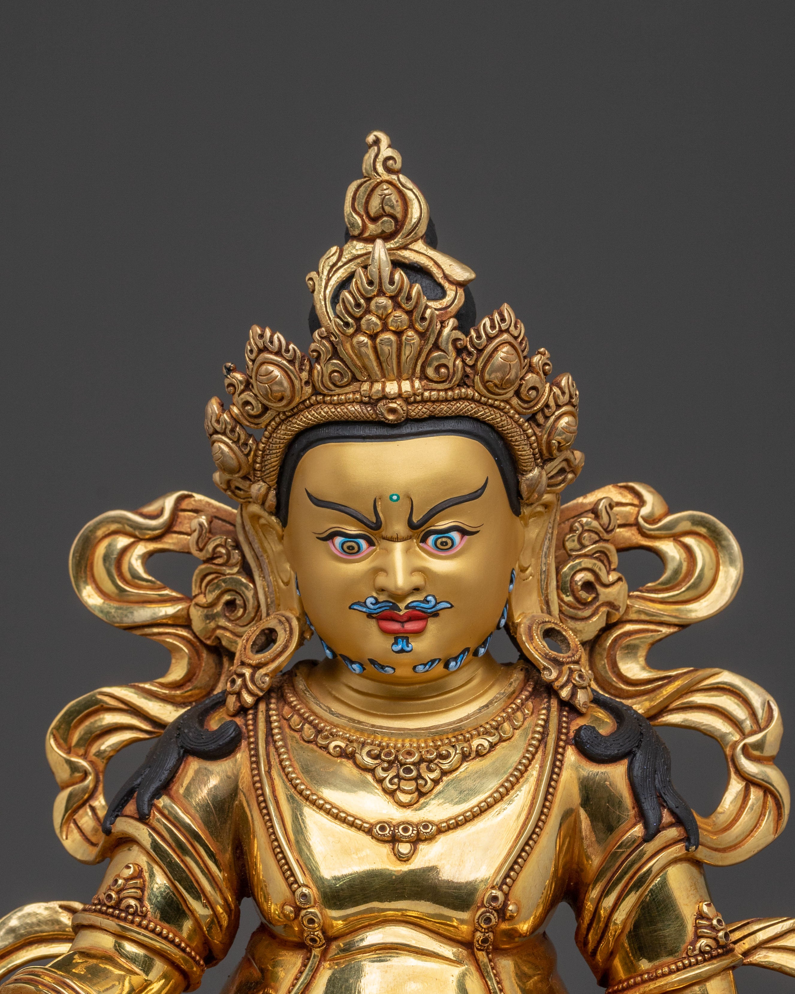 Dzambhala Divine Statue on Throne | Tibetan Wealth Deity