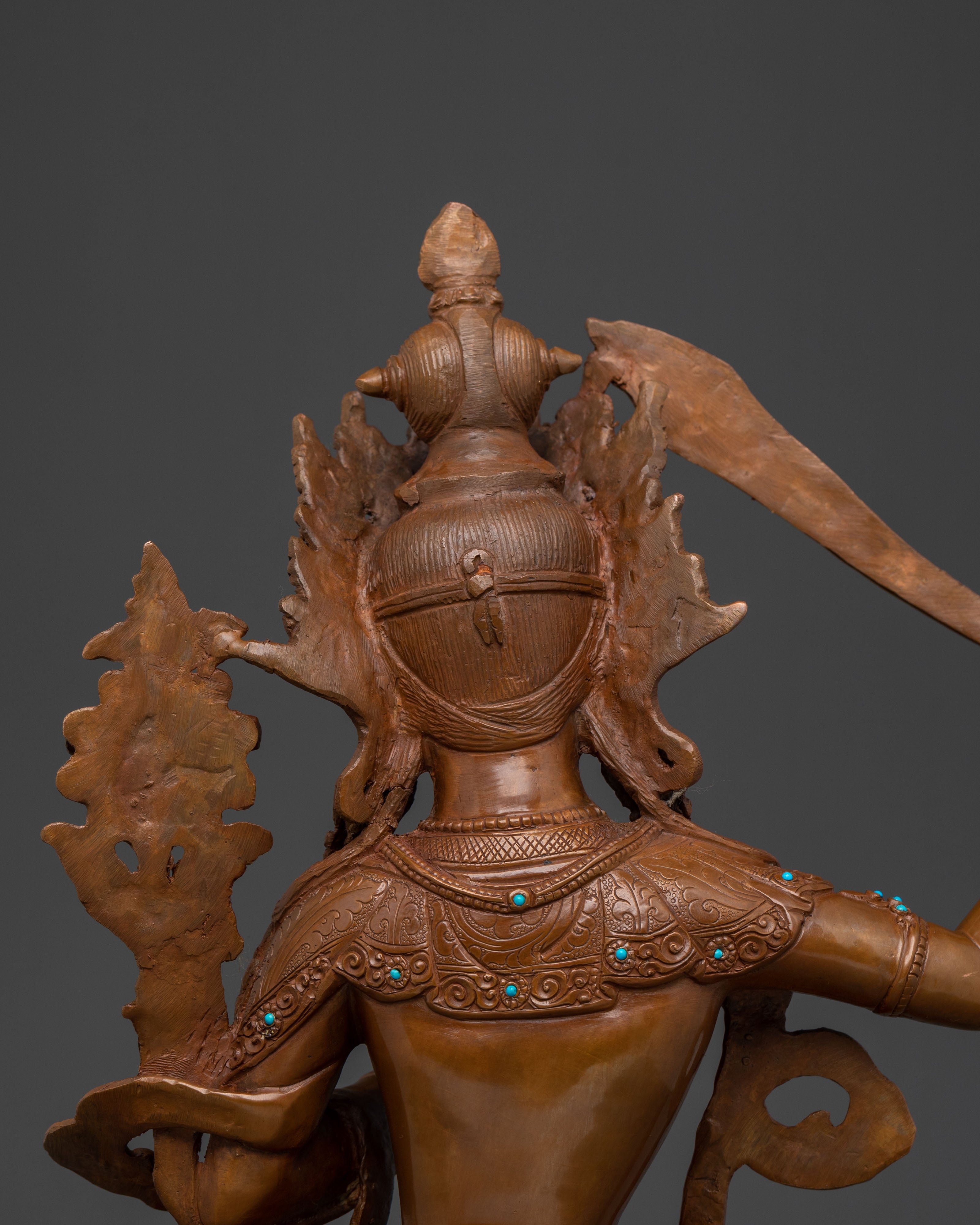 Handmade Manjushri Statue: Oxidized Copper Body