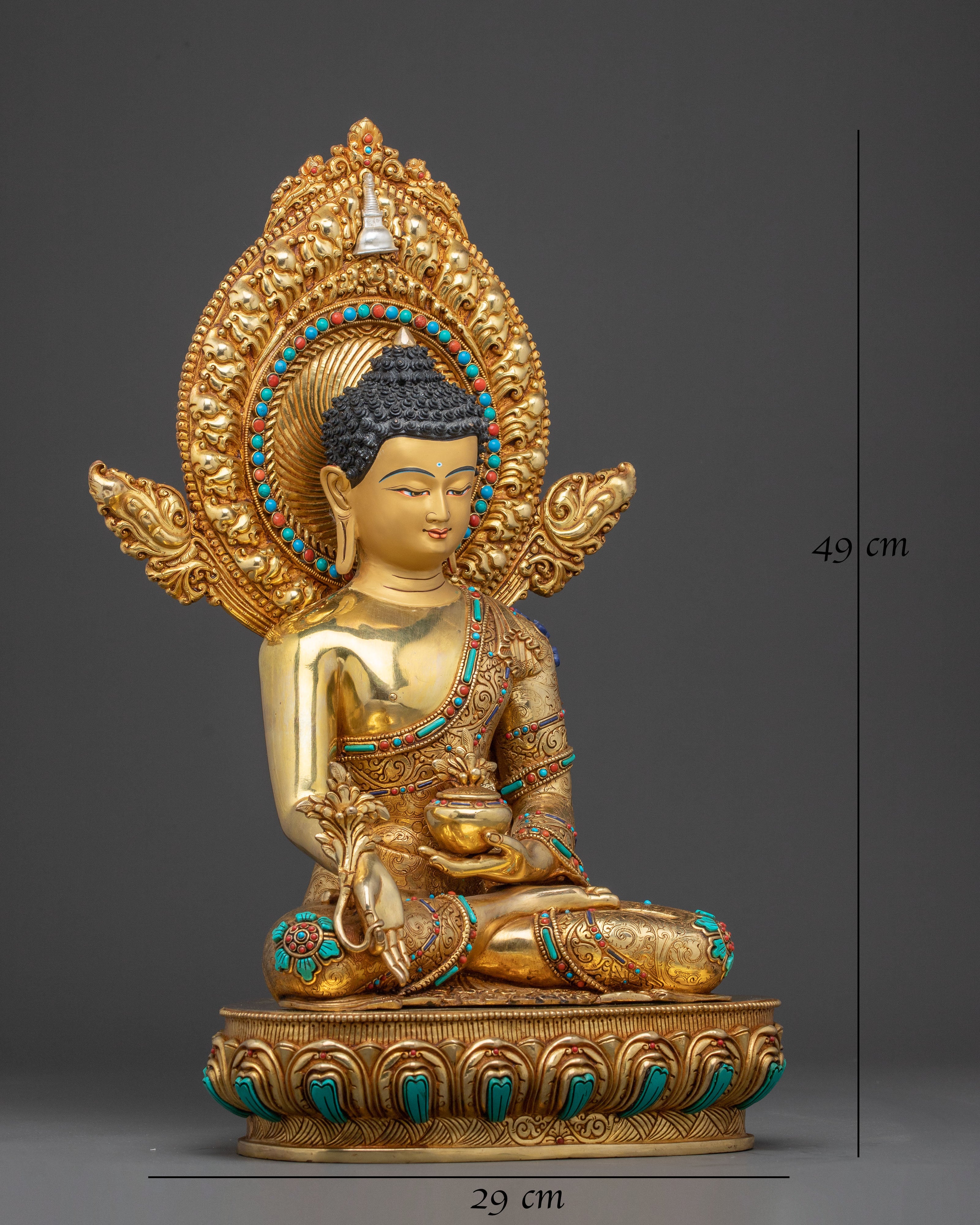 Medicine Buddha Golden Statue with Healing Power