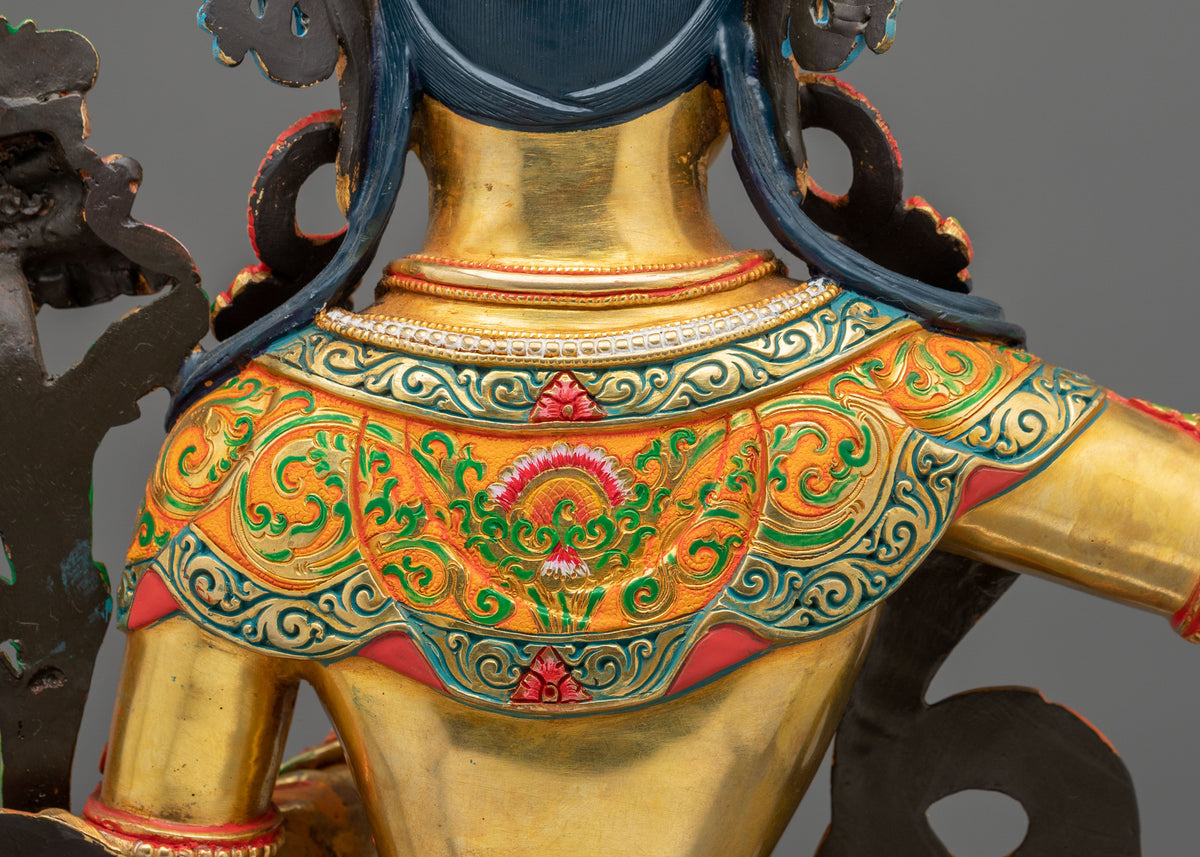 Manjushri 24K Gold Gilded Copper Statue: Wisdom Embodied