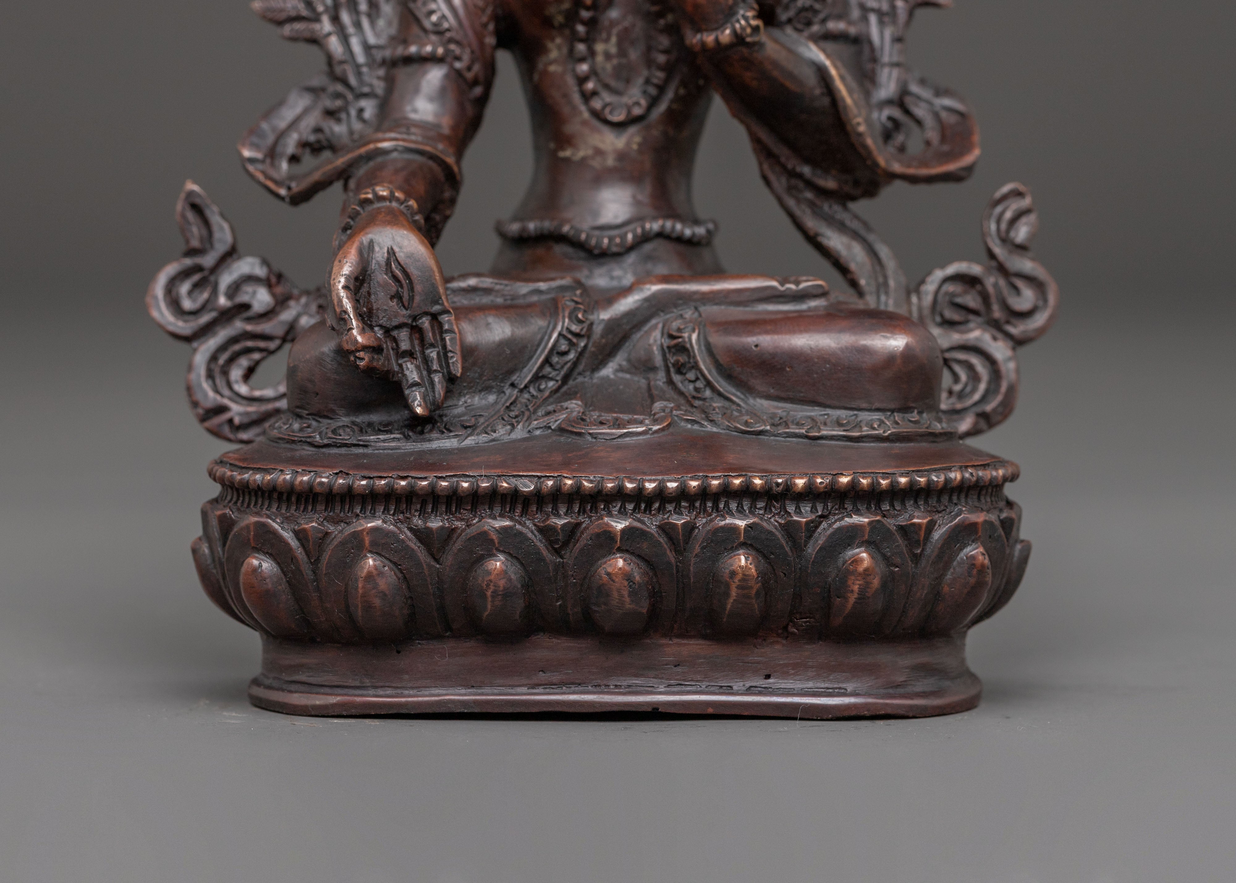 White Tara Oxidized Copper Statue | Goddess of Healing & Longevity