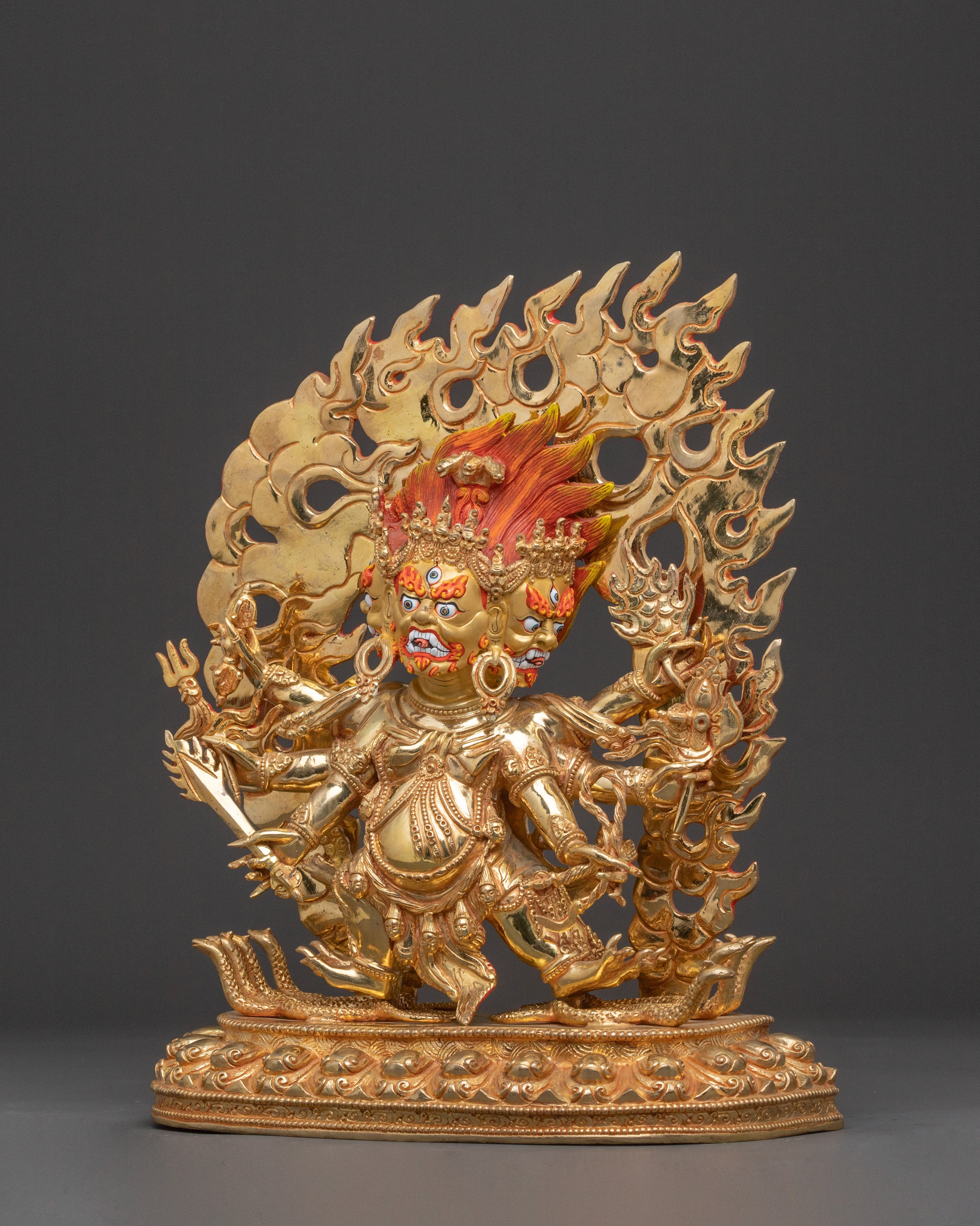 Hayagriva Dharma Guardian Statue - 24K Gold Gilded