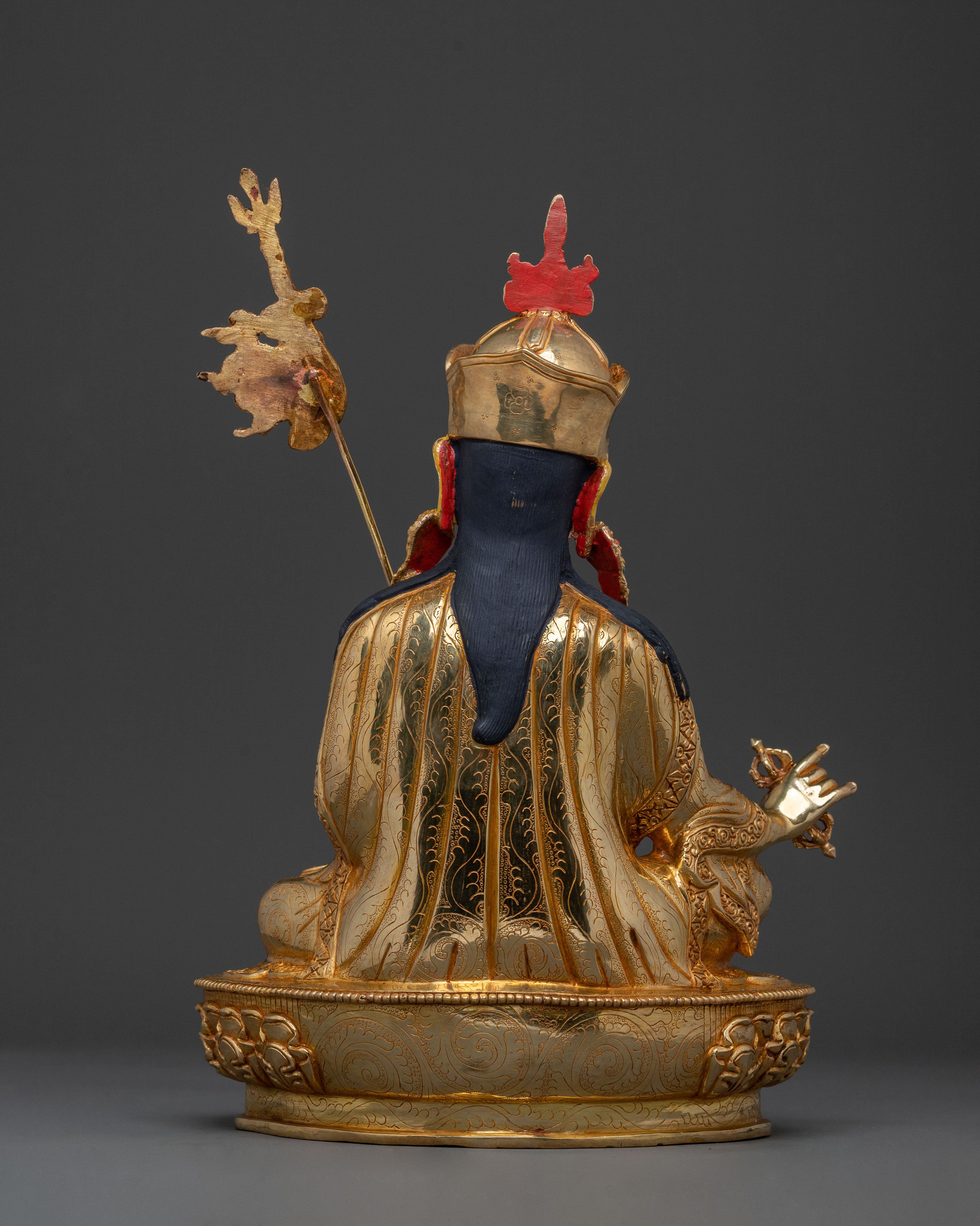 Tibetan Padmasambhava Statue - 24K Gold Gilded Copper