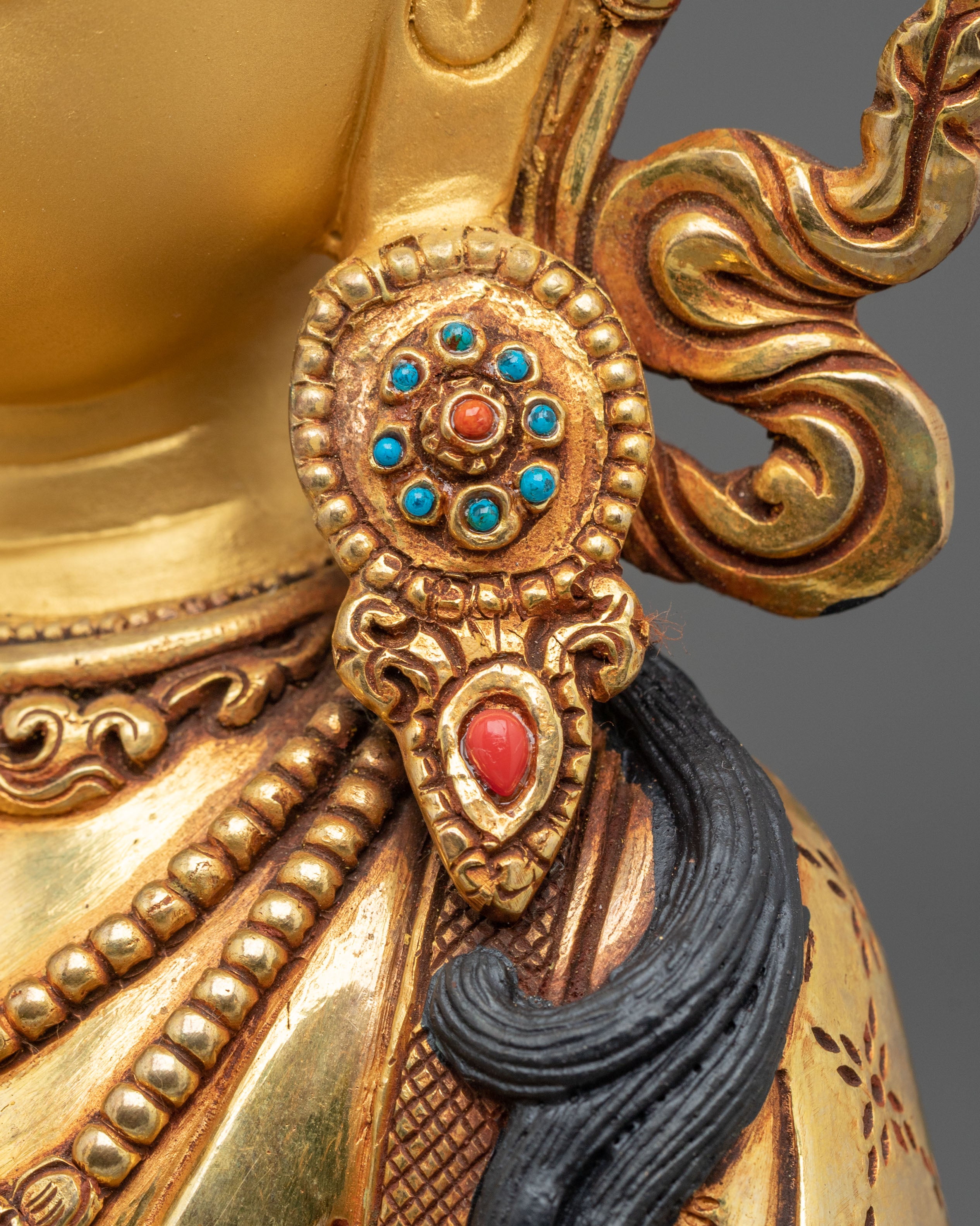 Vajrasattva Sculpture | 24K Gold Gilded Deity Figurine