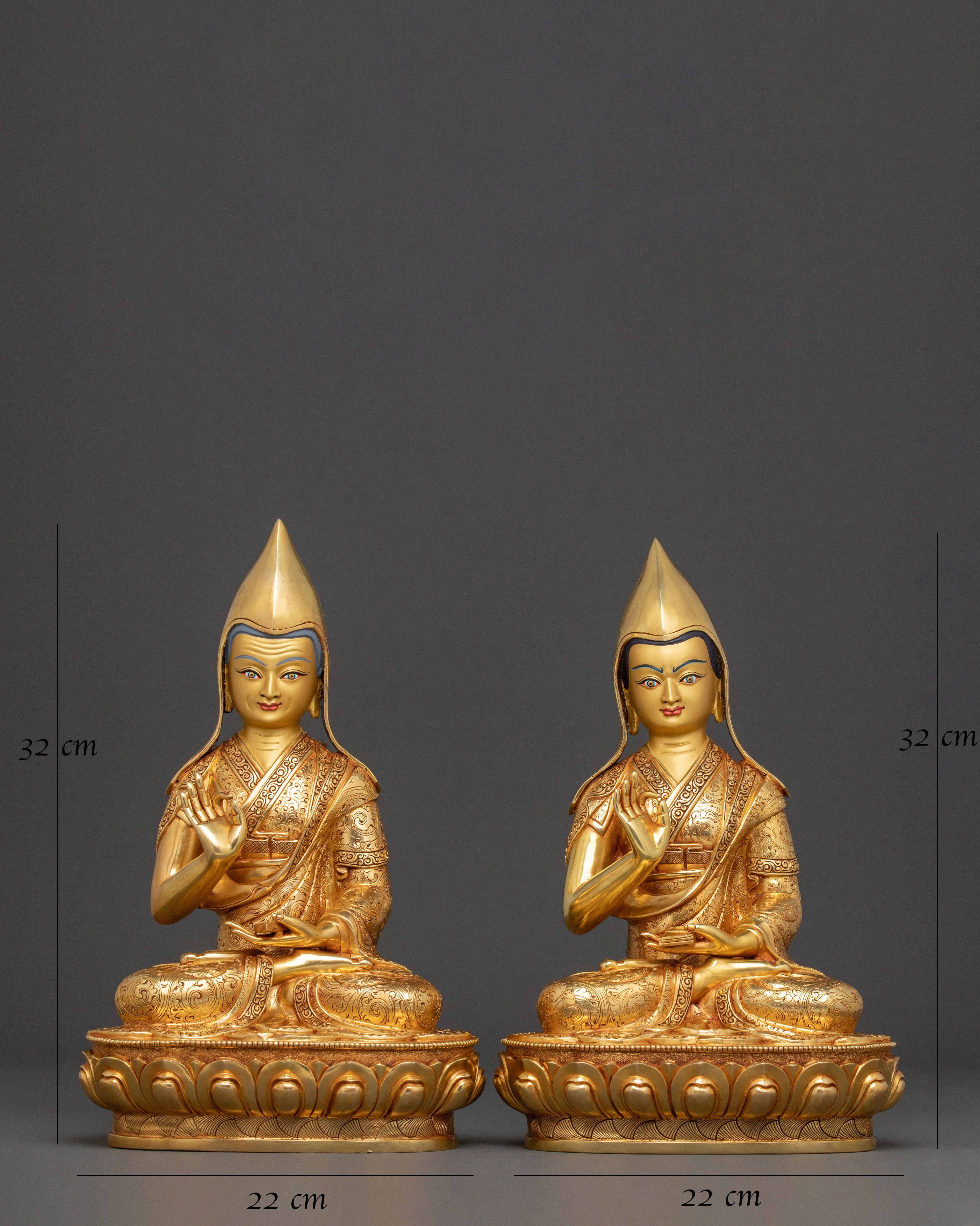 Tsongkhapa Disciples Meditating Statue | Spiritual Protection