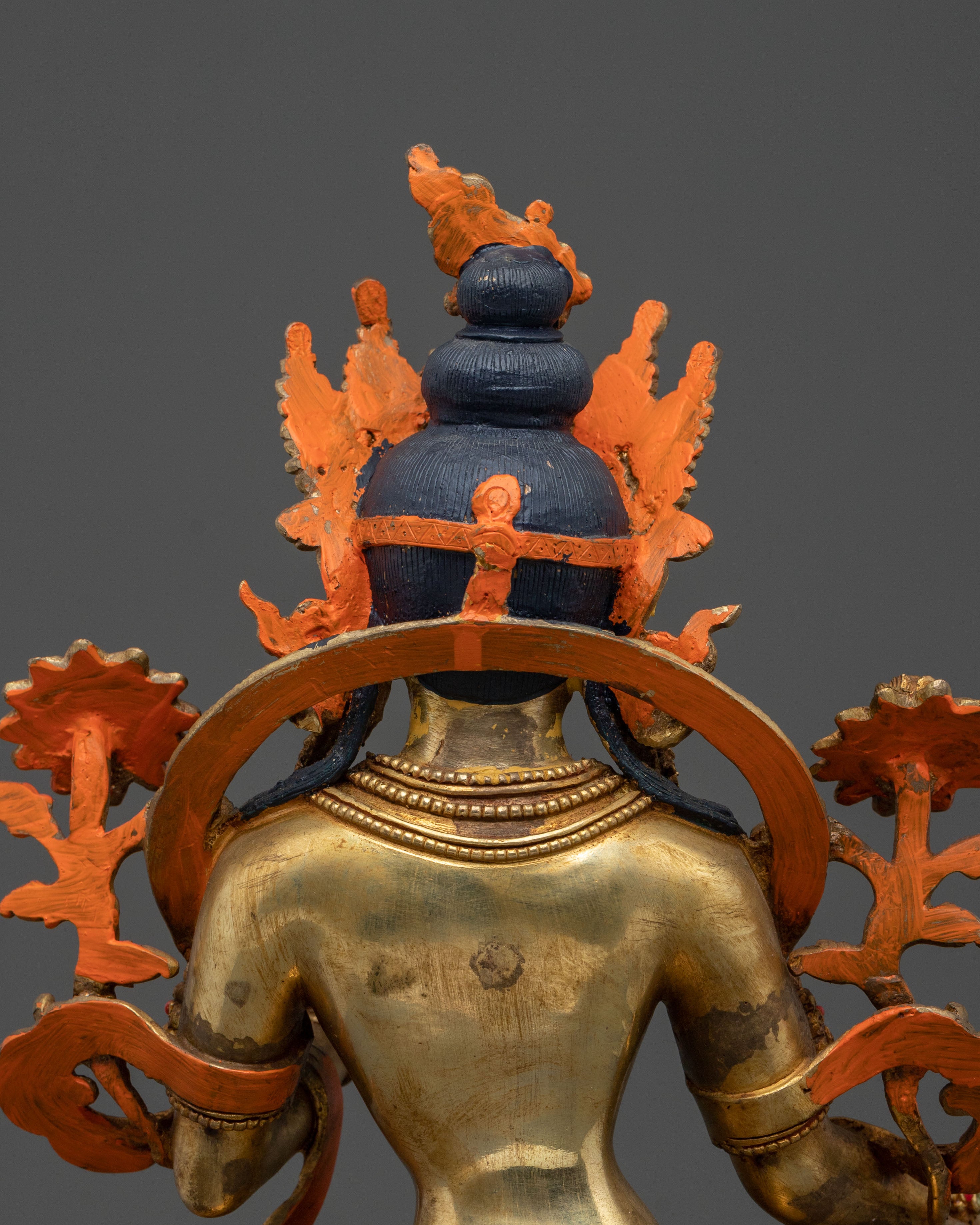 Green Tara Fire Gold Gilded Statue | Made in Nepal