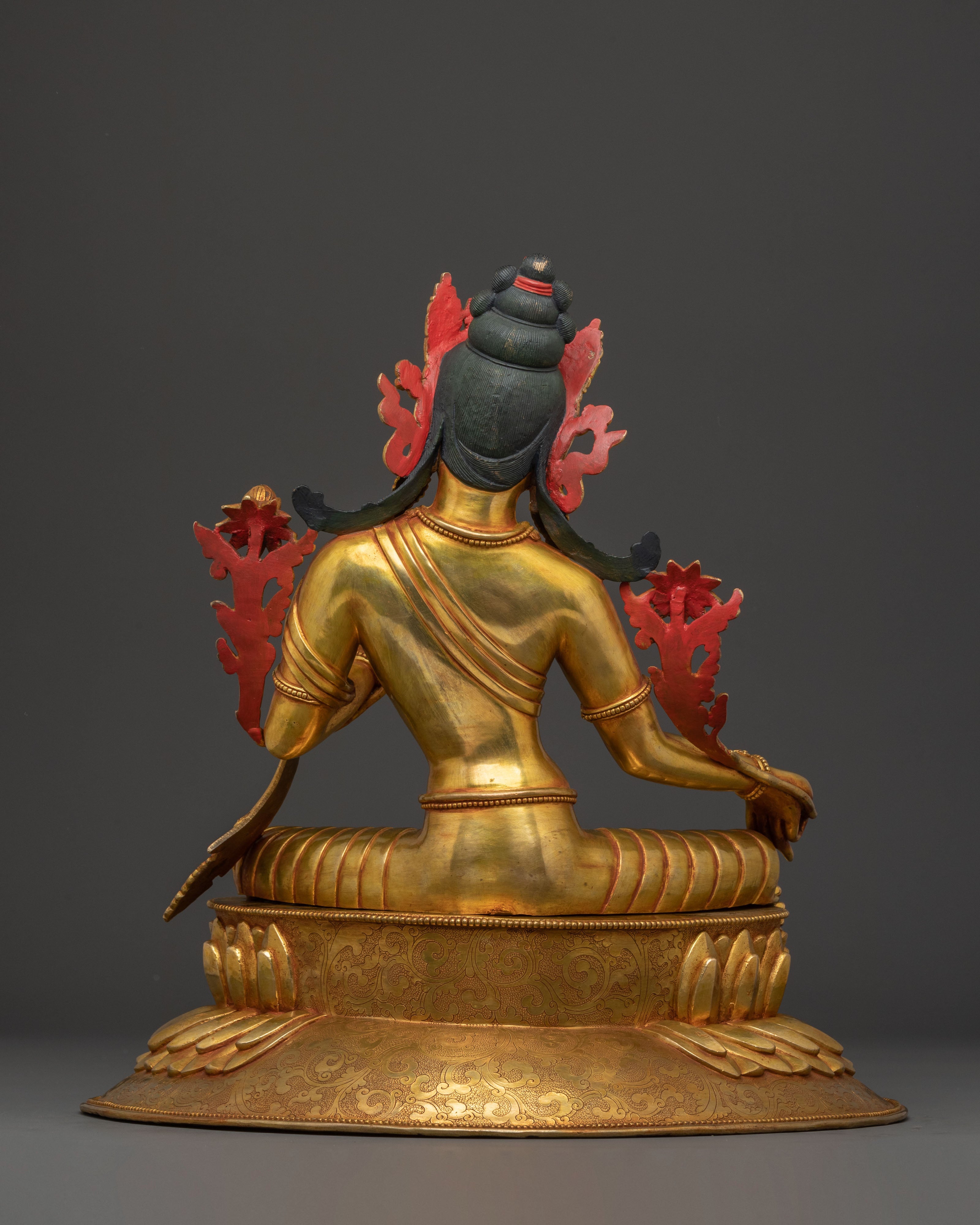 Victorious Green Tara Statue | 24k Gold Gilded Statue