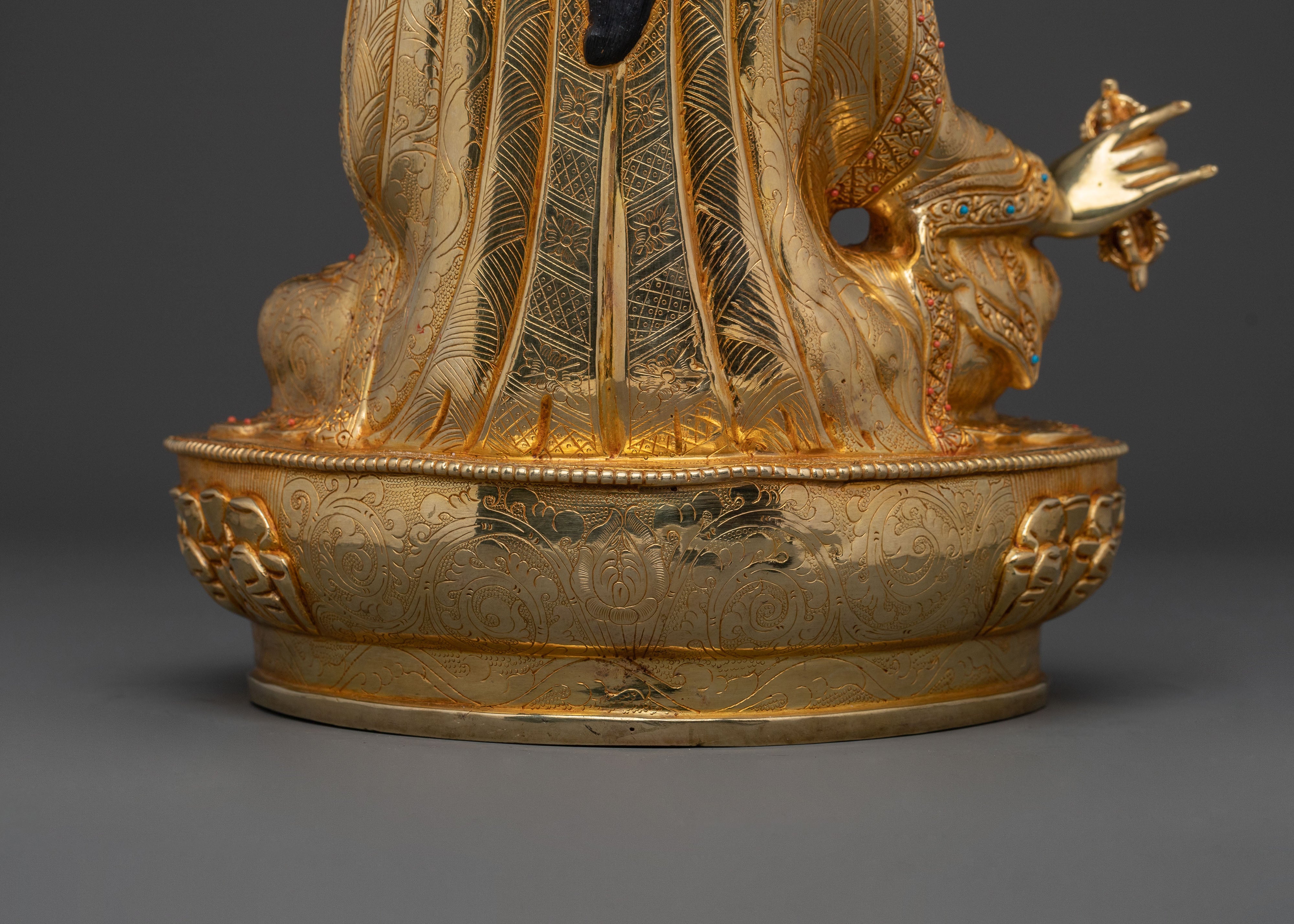 Guru Rinpoche Statue: 24K Gold Gilded Tantric Master