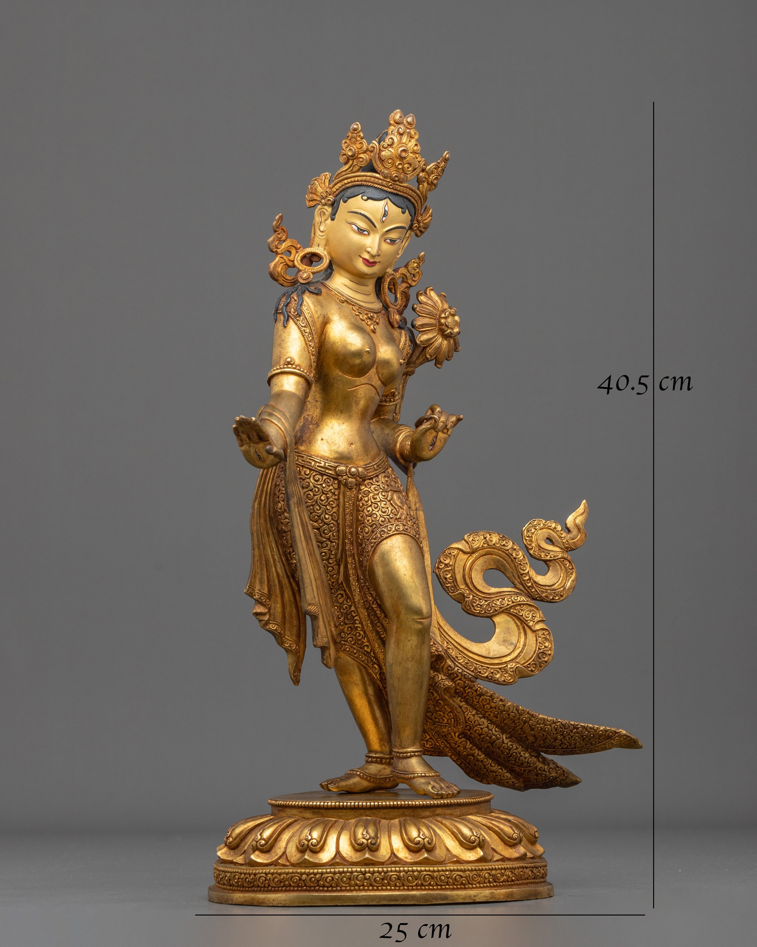 Radiant Handmade Standing Tara Sacred Sculpture