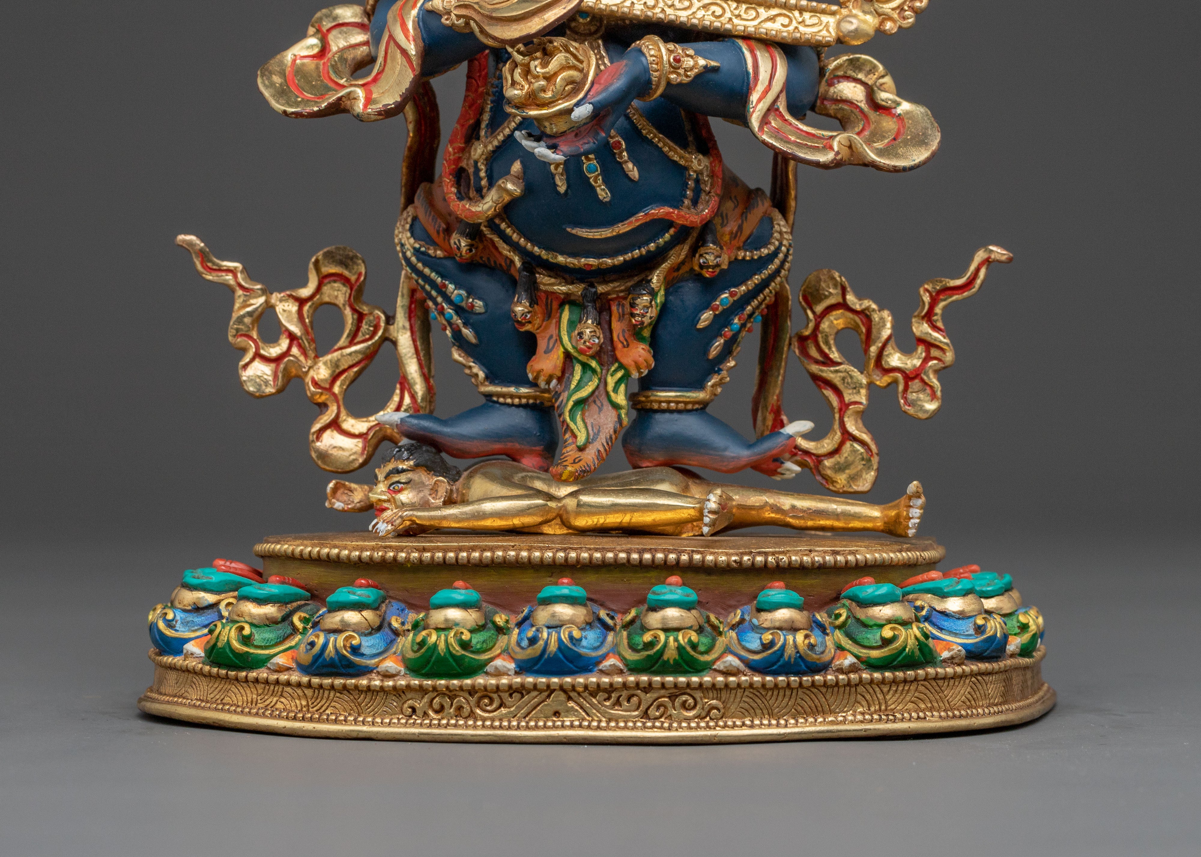 Exquisite 24K Gold Gilded Handcrafted Statue of Shakya Mahakala