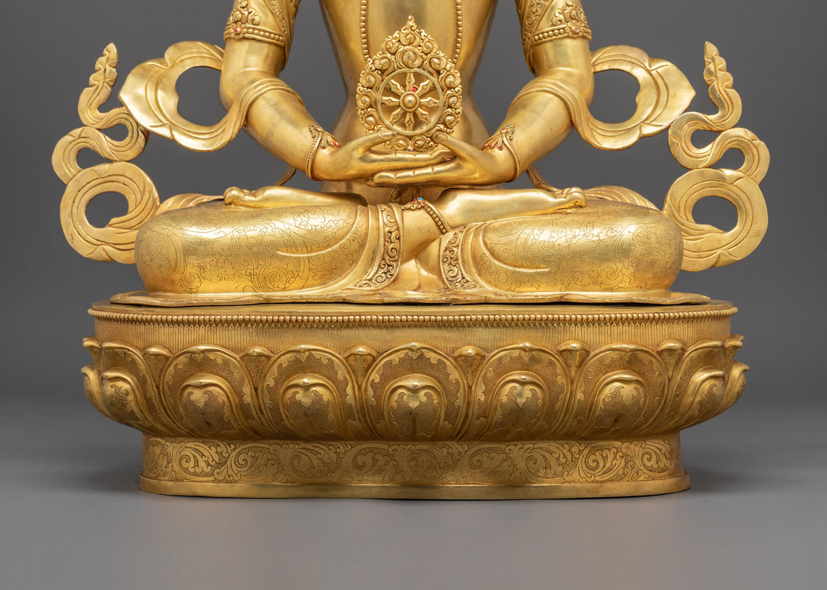 Handmade Vairocana Sculpture | Gilded Serenity