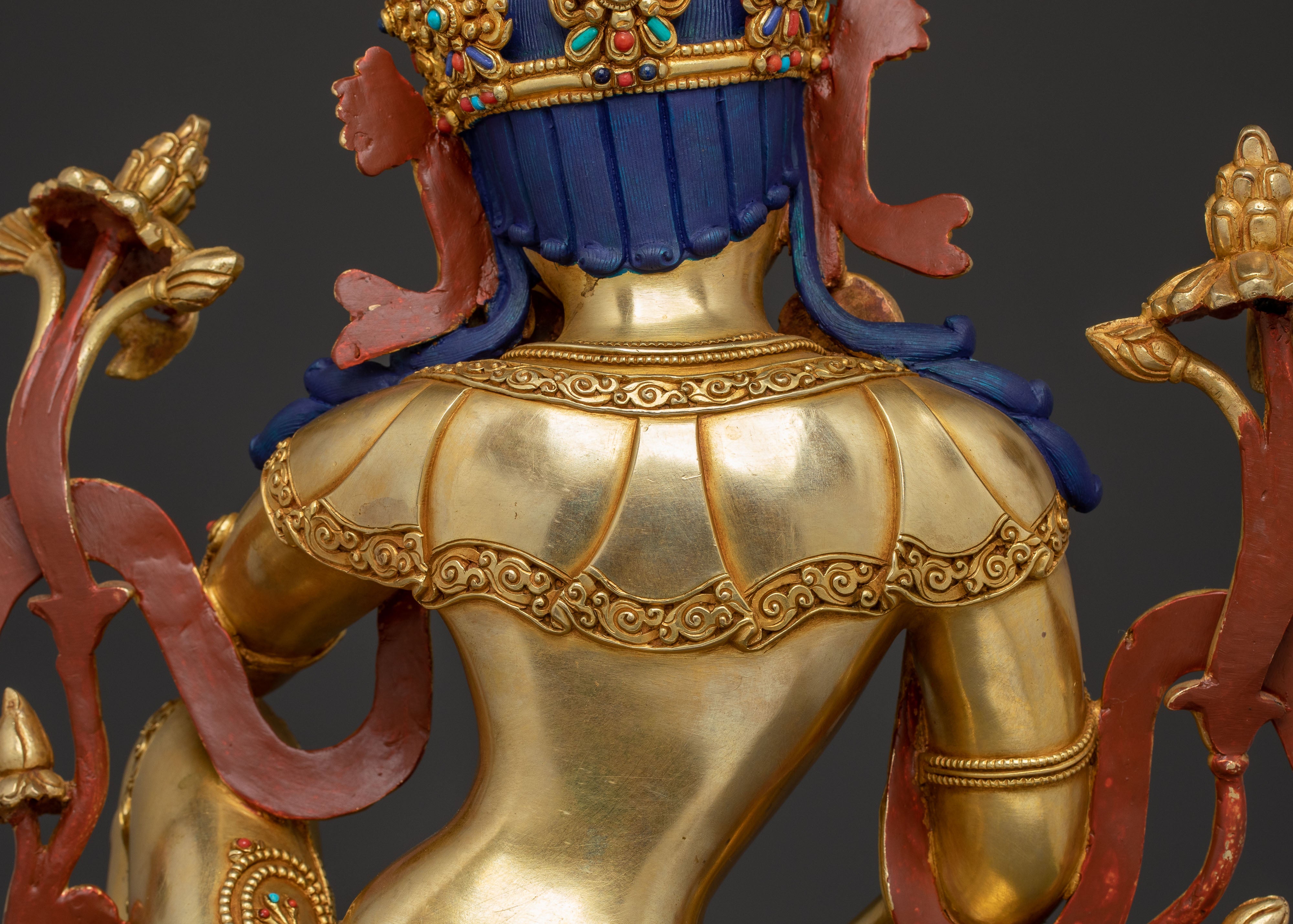 Handcrafted Golden Statue of Cakravarticintamani Avalokitesvara