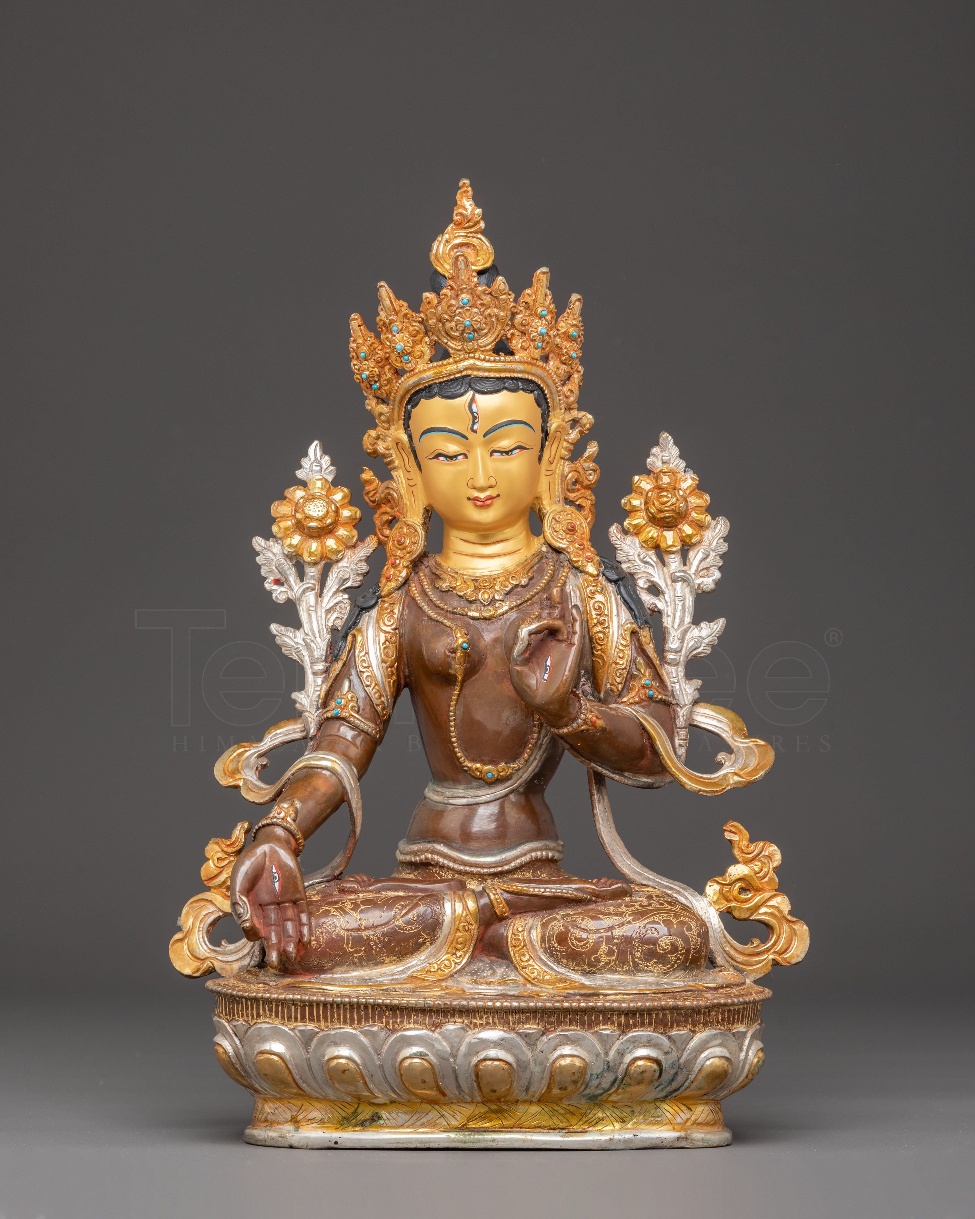 White Tara Golden Statue: Healing Deity of Tibetan Buddhism
